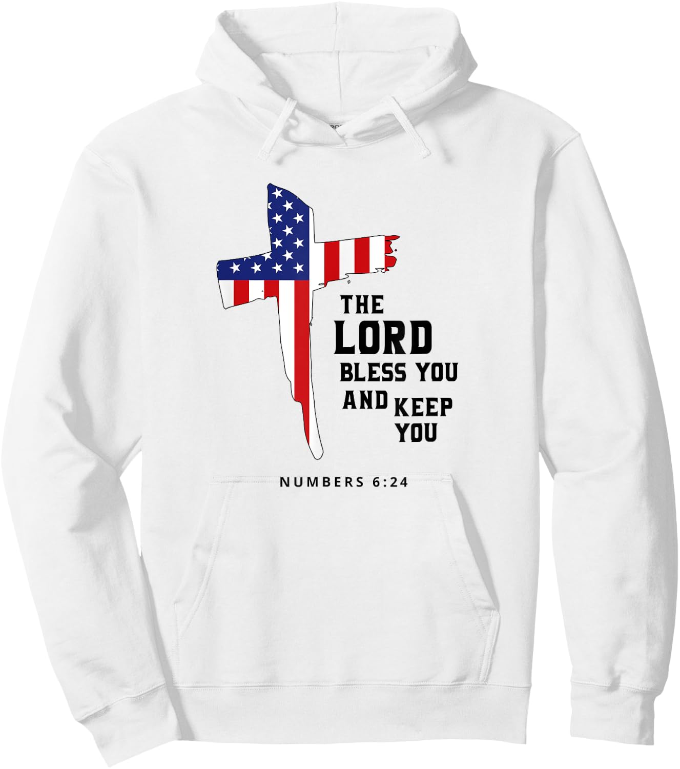 American Flag, The Lord Bless You and Keep You Christian Kids Men Hoodie - Hoodie | White