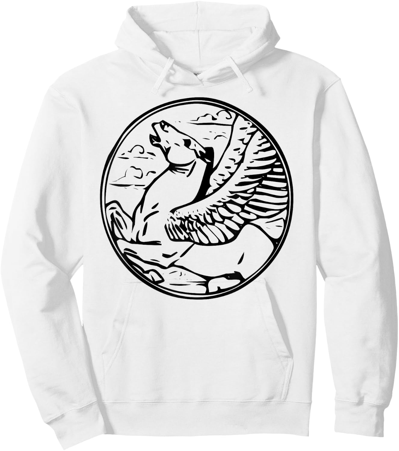 Pegasus Flying Winged Horse Hoodie - Hoodie | White
