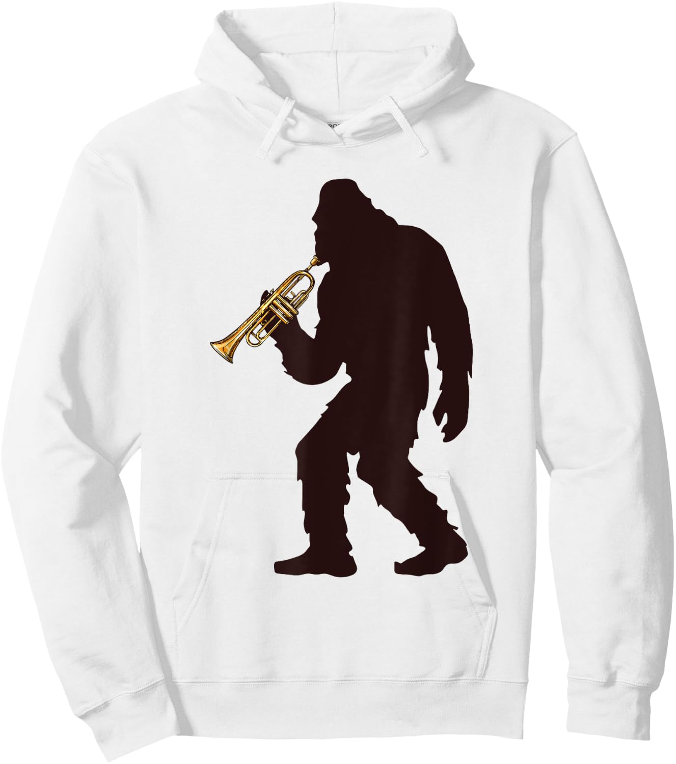 Bigfoot Playing Trumpet Music Funny Musical Instruments Hoodie - Hoodie | White