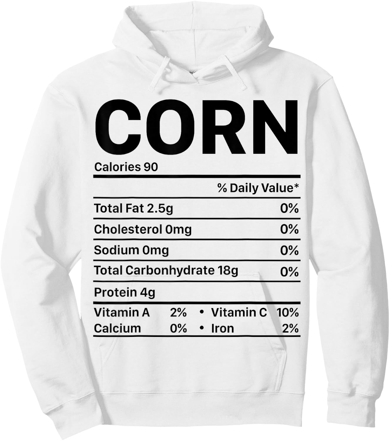 Corn Thanksgiving Nutrition Ingredients Nutritional Table Hoodie - Hoodie | White