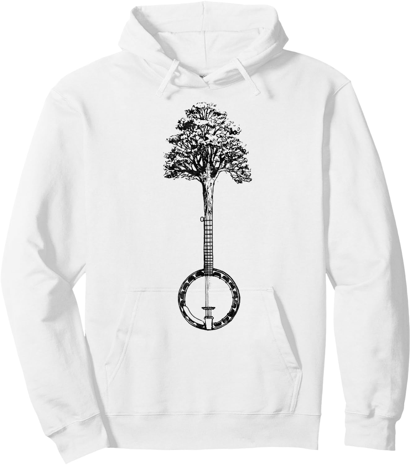 Banjo Tree Minimalist Design Vintage Nature & Music Graphic Hoodie - Hoodie | White