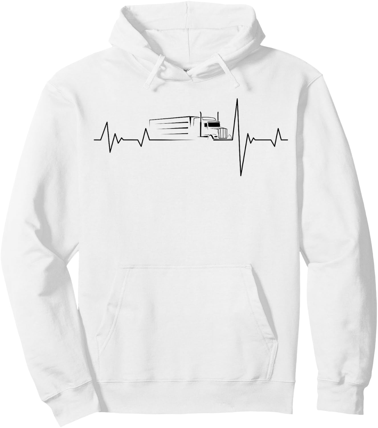 Truck Driver Heartbeat 18 Wheeler Tractor Unit Gift Hoodie - Hoodie | White