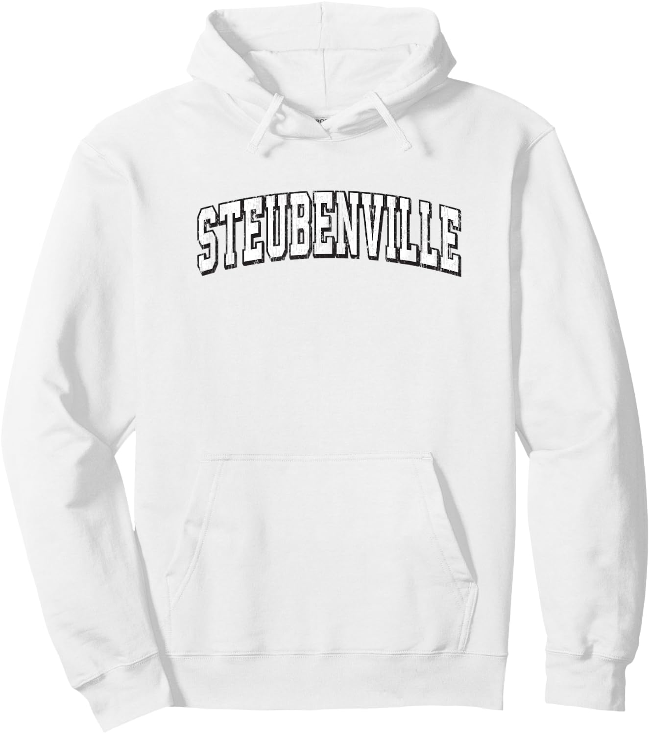 Steubenville Ohio Vintage Athletic Sports B&W Print Hoodie - Hoodie | White