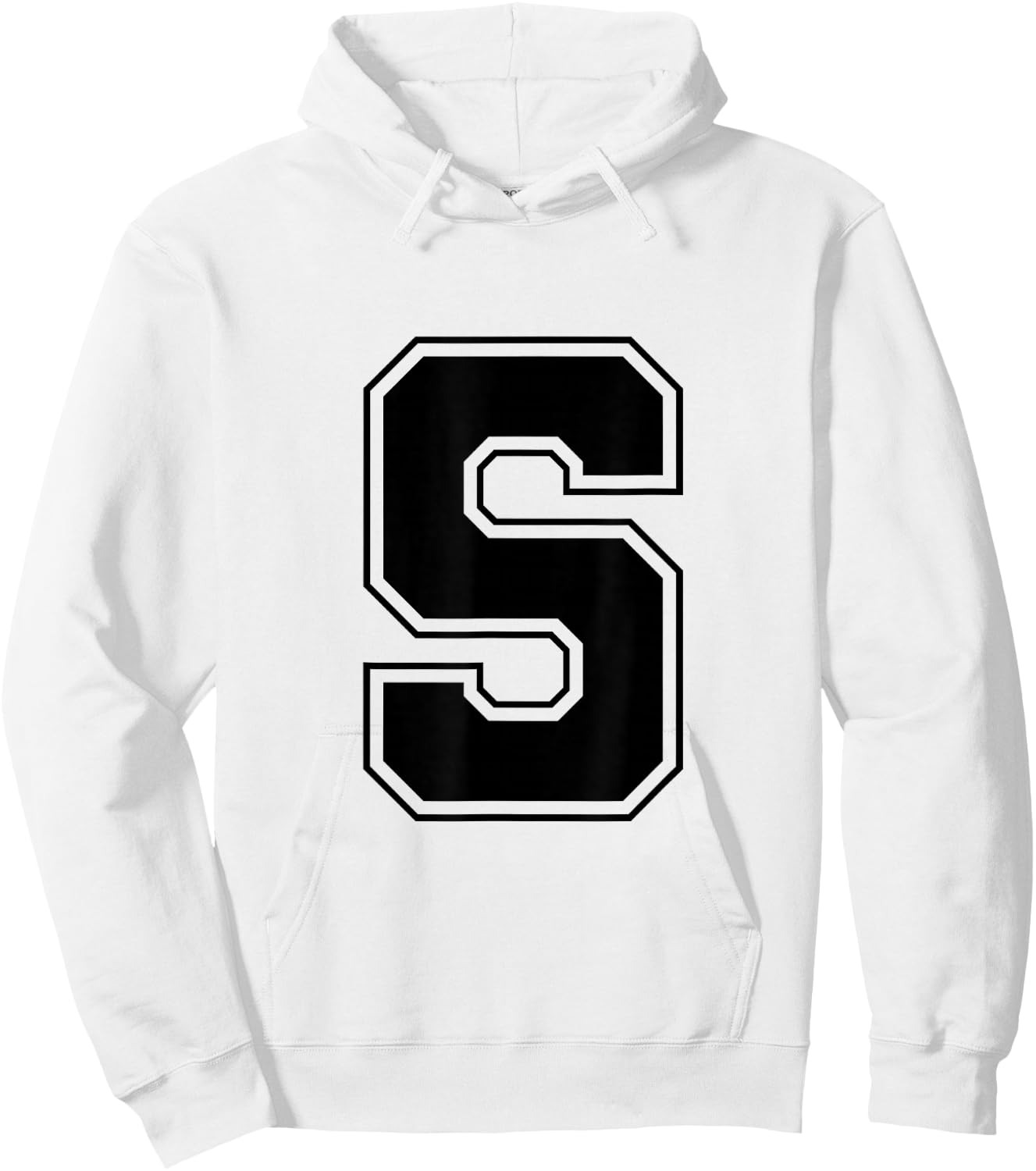 Letter S Big Bold Capital Varsity Alphabet Monogram Hoodie - Hoodie | White