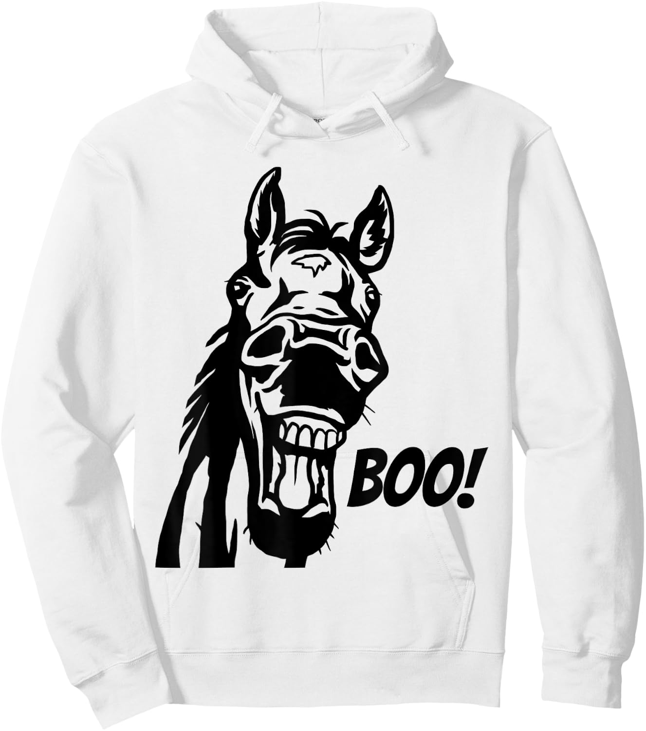 Boo! | Funny Hiding Horse Lover Peekaboo Halloween Horse Hoodie - Hoodie | White