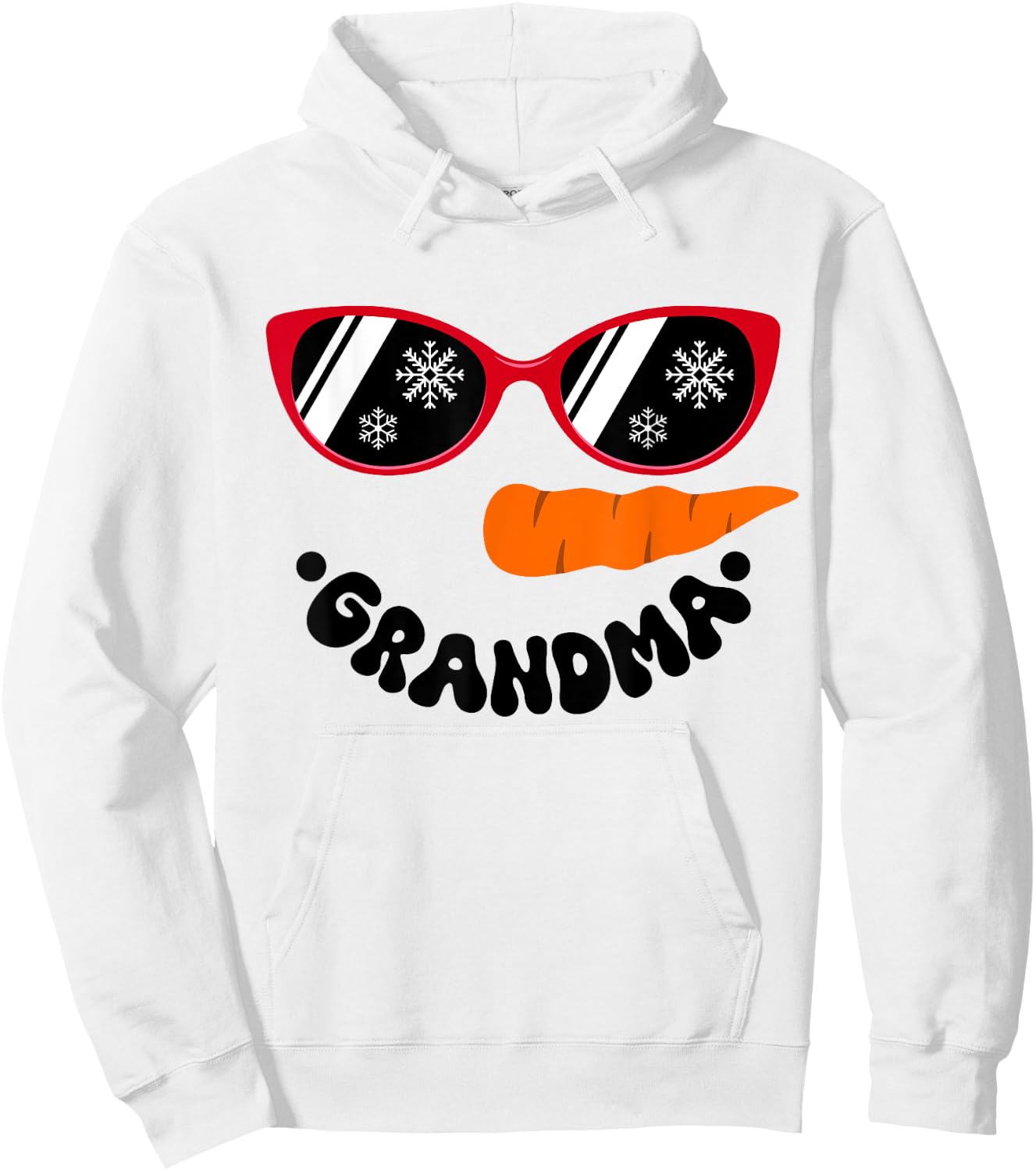 Grandma Snowman Face Funny Christmas Costume Family Matching Hoodie - Hoodie | White