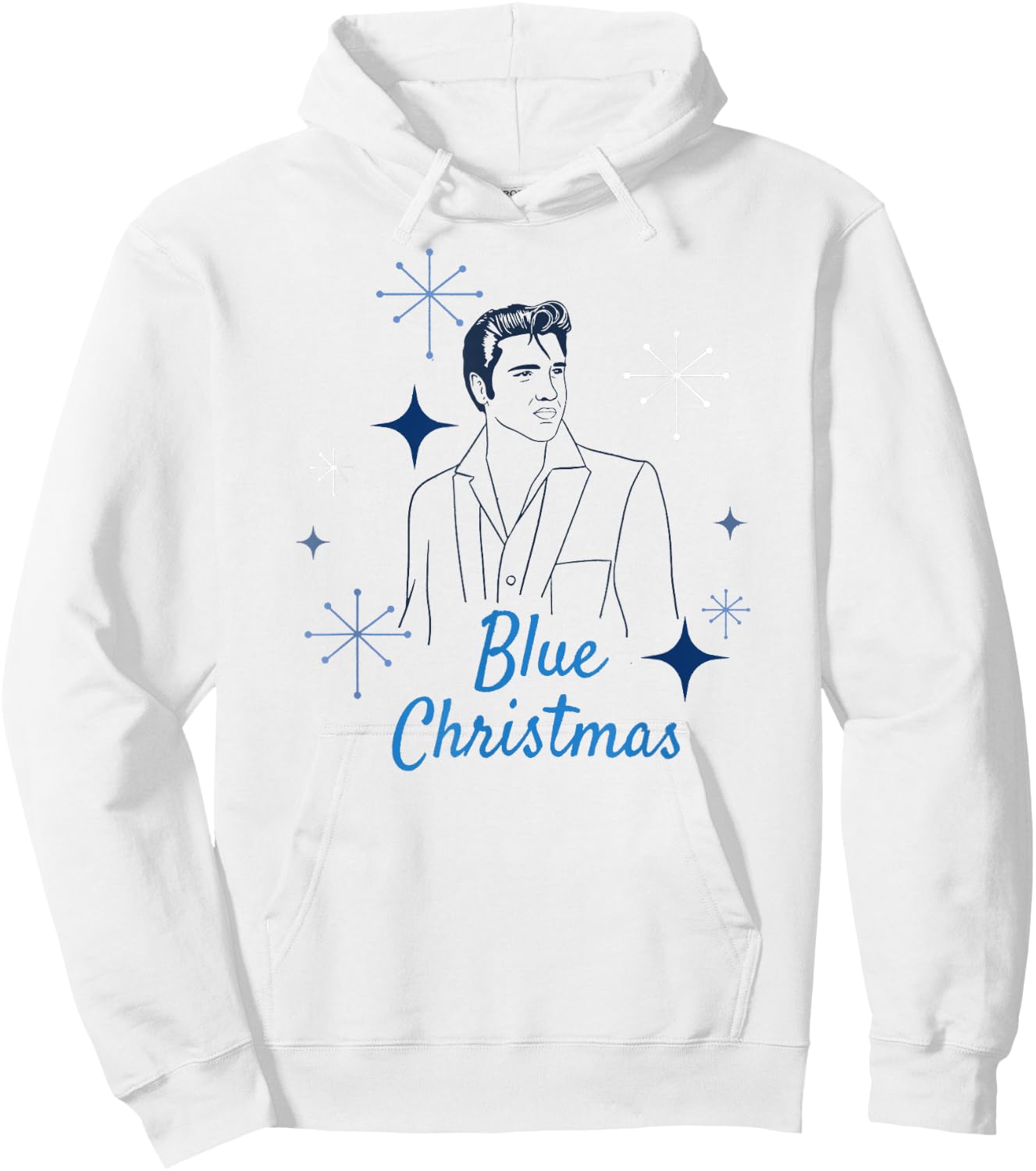 Elvis Presley Official Blue Christmas Hoodie - Hoodie | White