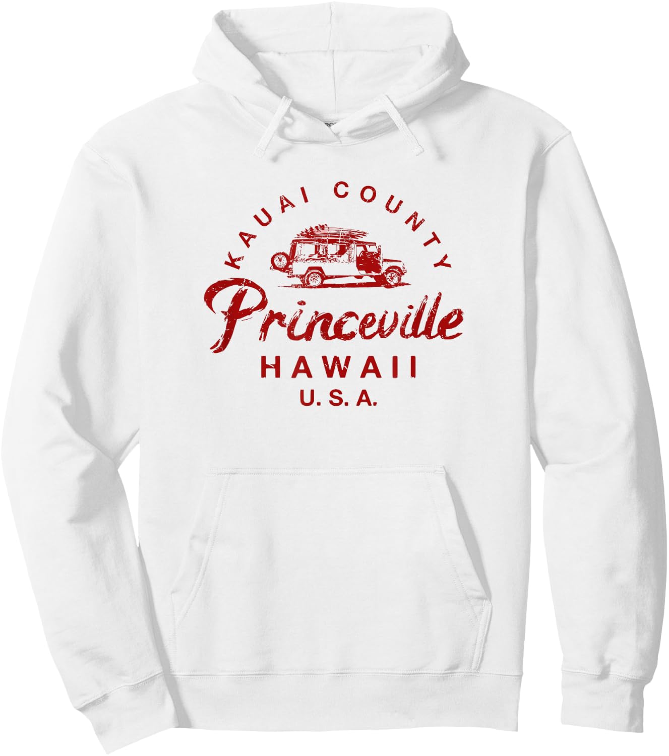 Hawaii Princeville Kauai Vintage Hawaiian Surfing Hoodie - Hoodie | White
