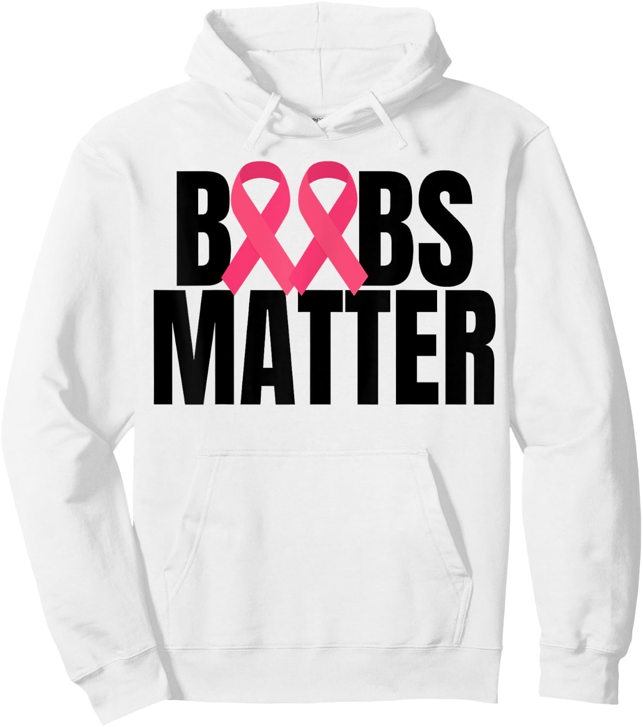 Boobs Matter Pink Ribbon Breast Cancer Awareness Hoodie - Hoodie | White