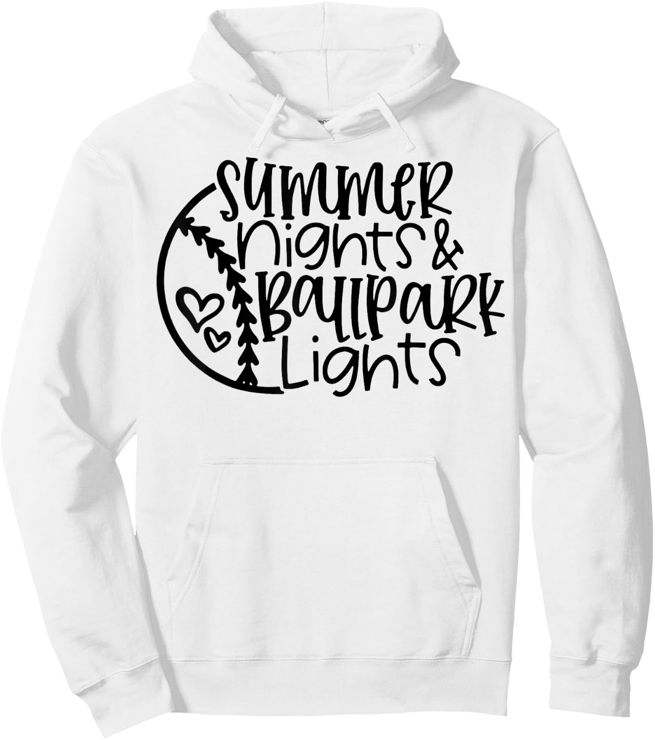 Summer Nights And Ballpark Lights Women Baseball Heart Quote Hoodie - Hoodie | White
