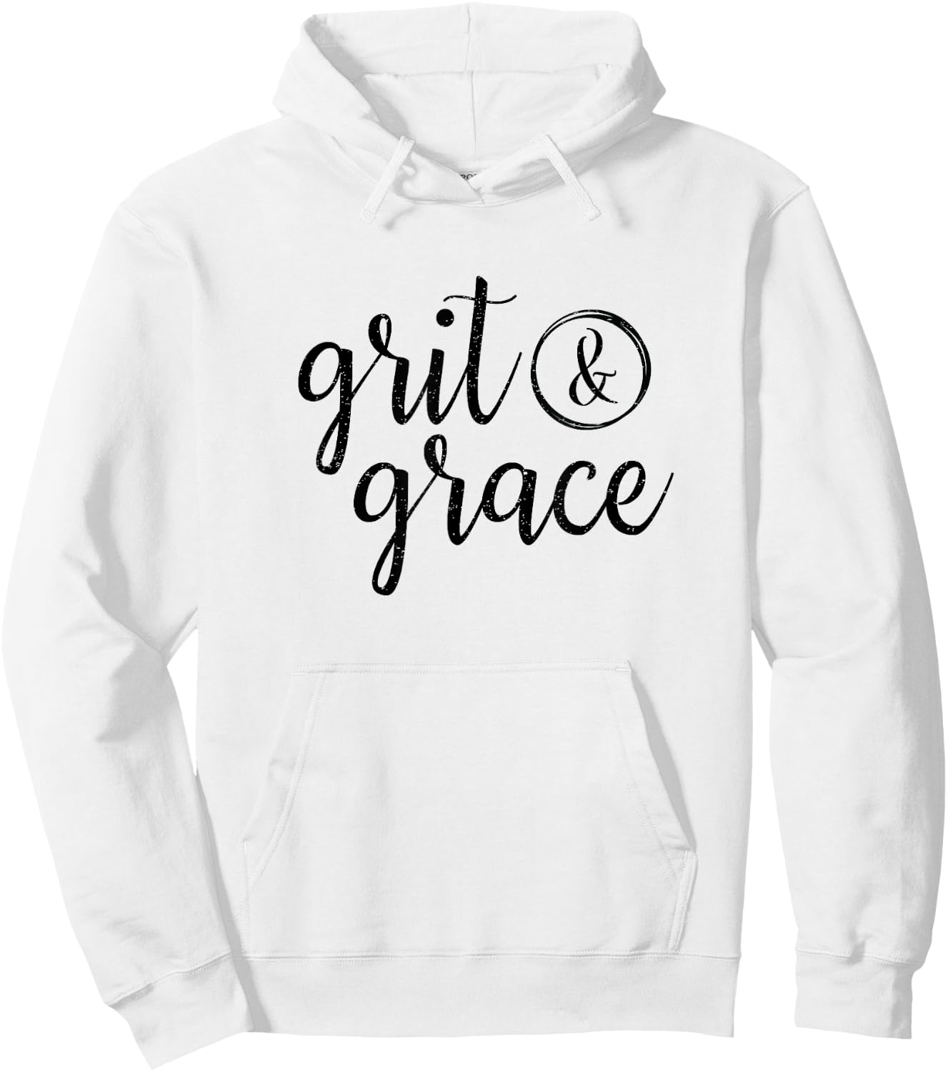 Grit & Grace Vintage Distressed Text T Shirt Hoodie - Hoodie | White