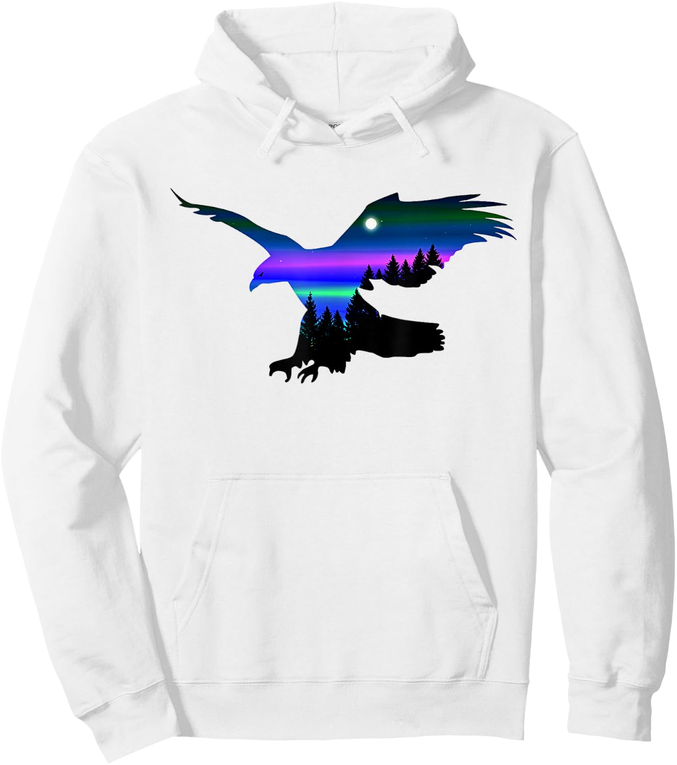 Beautiful Flying Eagle Aurora Sky Silhouette Hoodie - Hoodie | White
