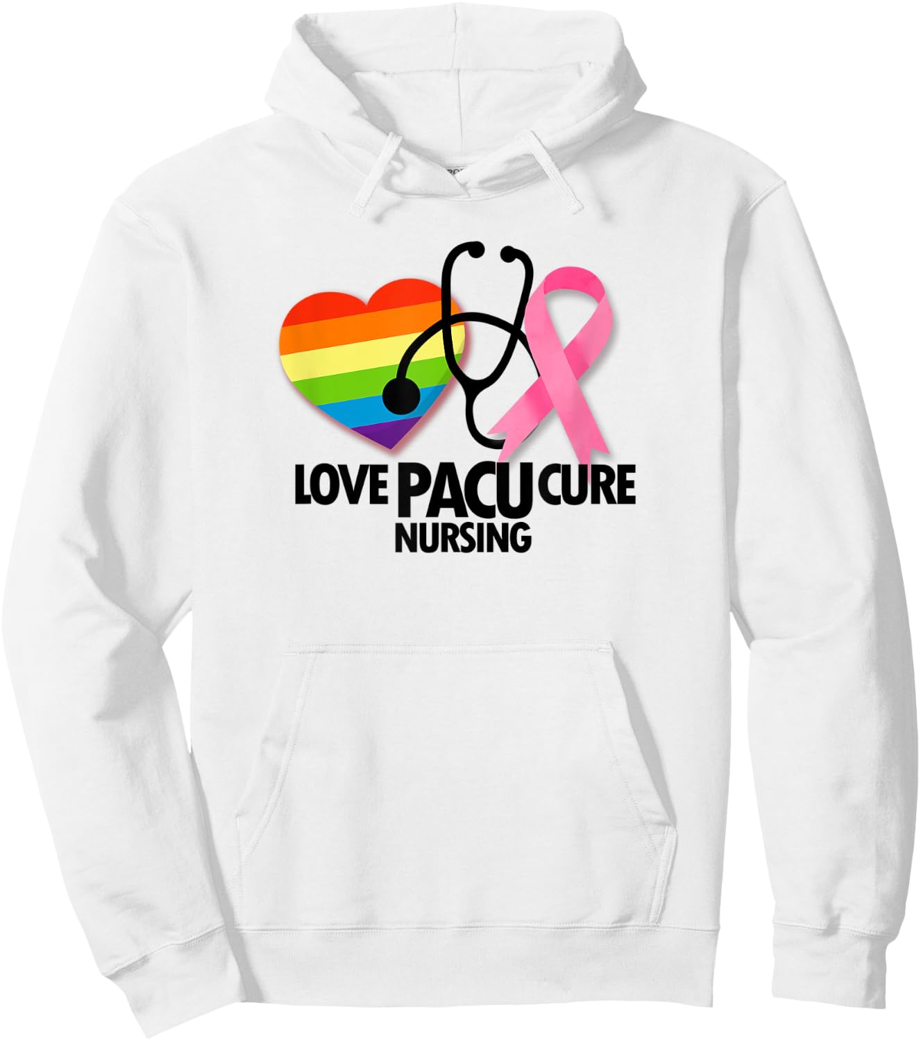PACU Nurse RN Breast Cancer Awareness Hoodie - Hoodie | White
