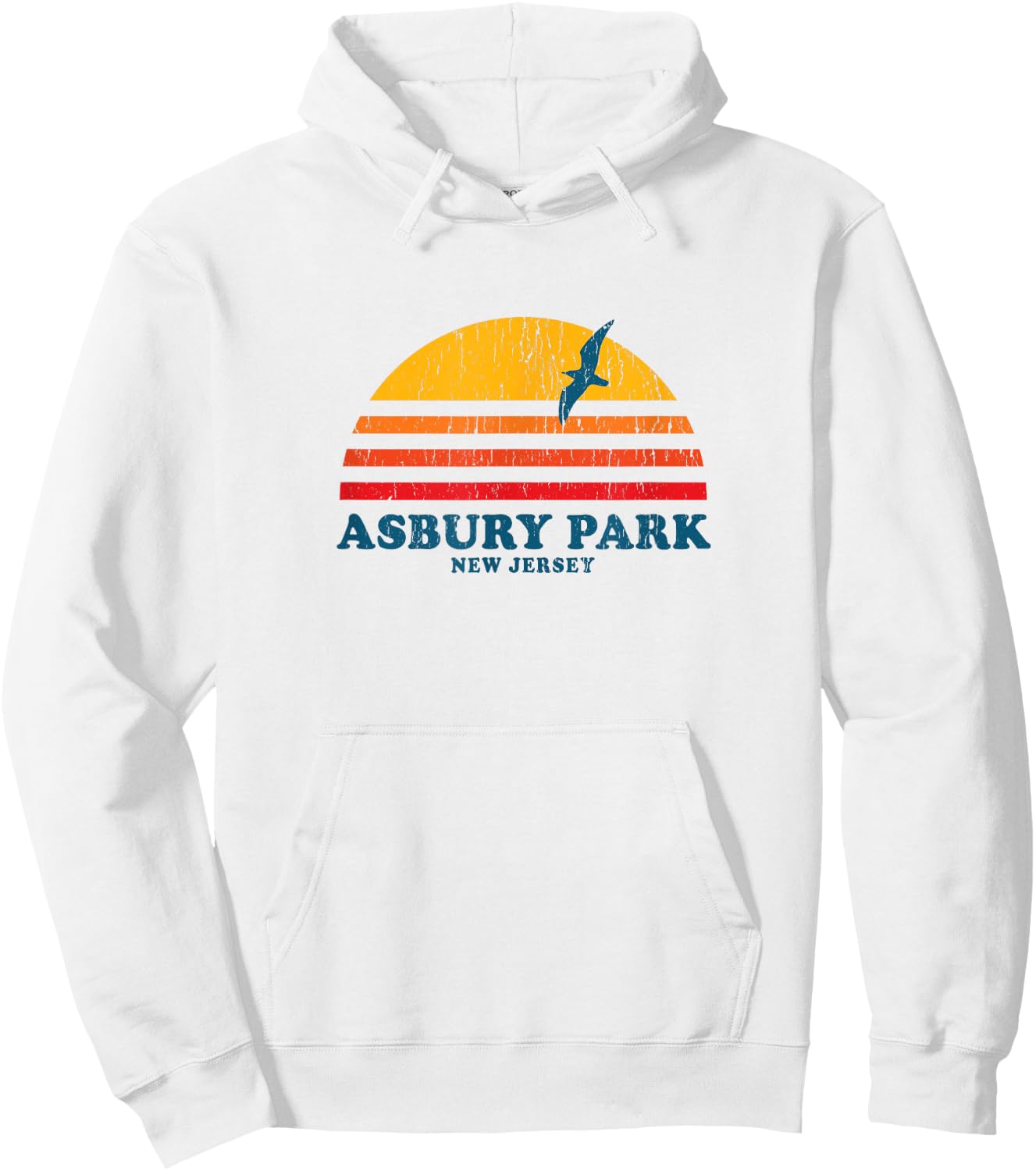 Asbury Park New Jersey NJ Vintage Graphic 70s Hoodie - Hoodie | White