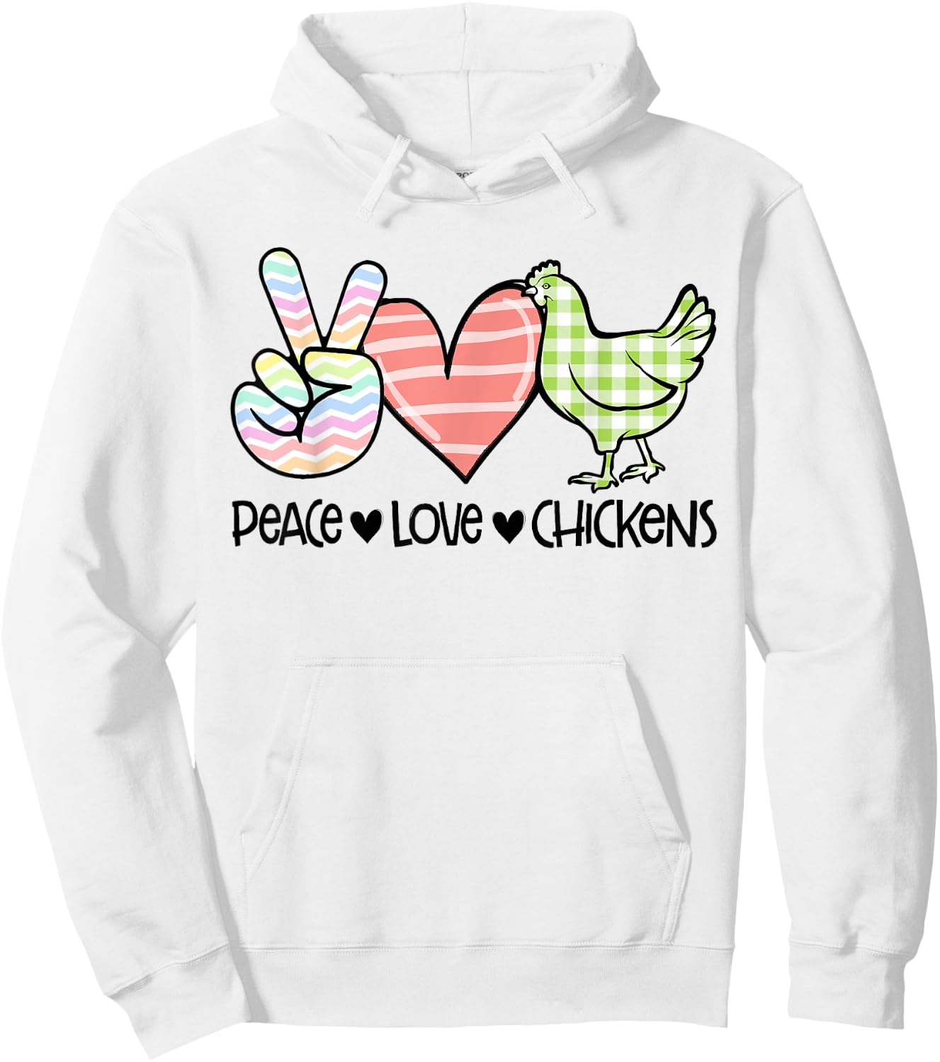 Peace Love Chickens Chicken Lover Hoodie - Hoodie | White
