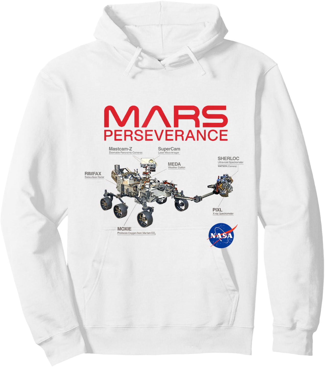 NASA Mars Perseverance Rover Diagram Hoodie - Hoodie | White