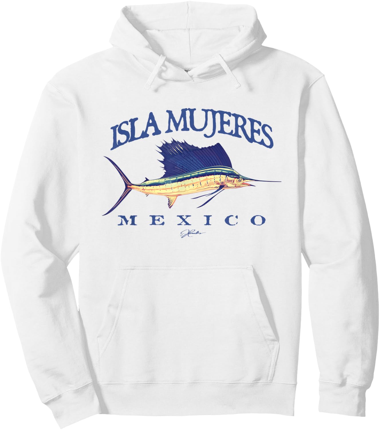 JCombs: Isla Mujeres, Mexico, Vintage Sailfish Hoodie - Hoodie | White