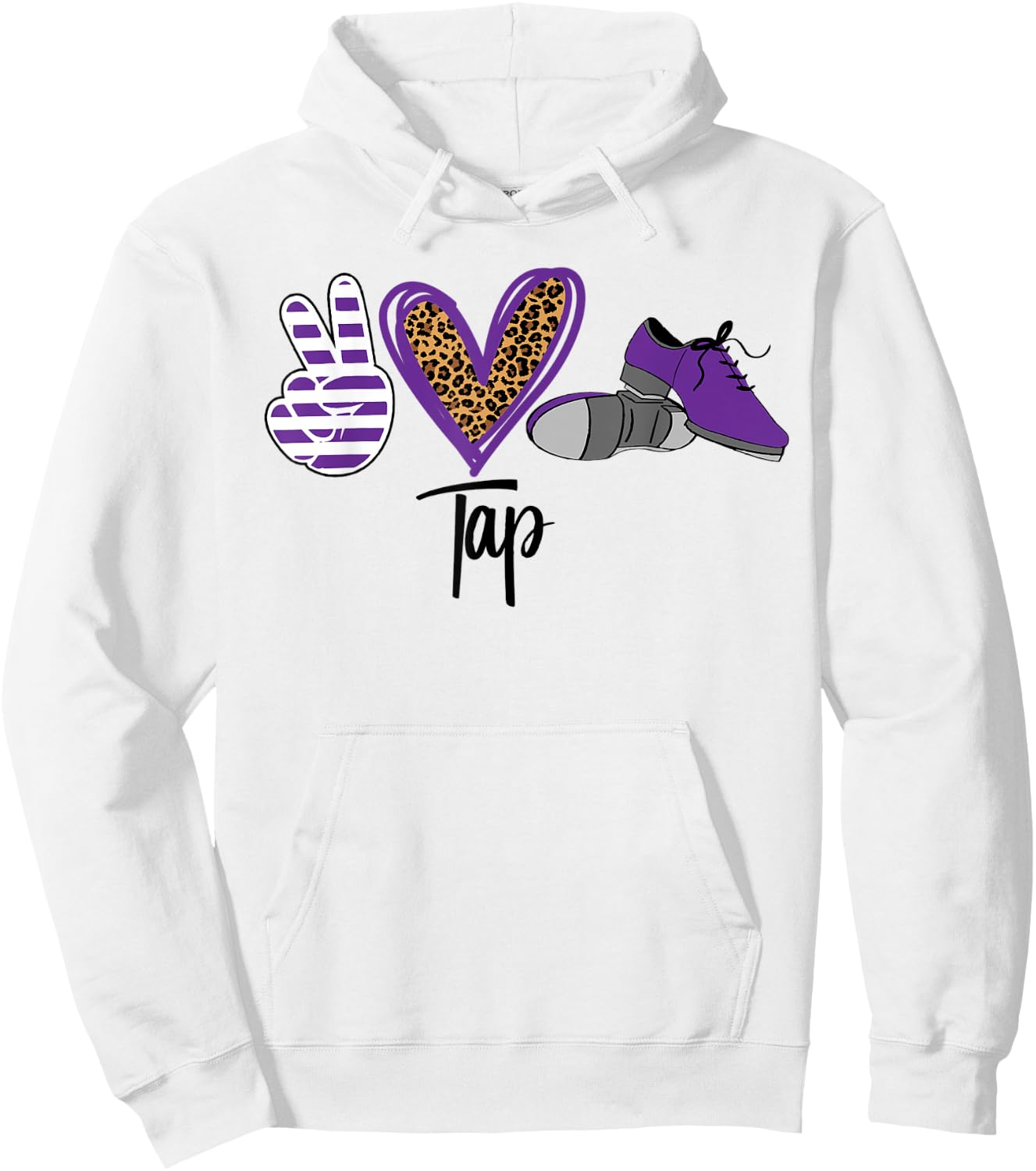 Peace Love Tap Tap Dance Shoes Purple Hoodie - Hoodie | White