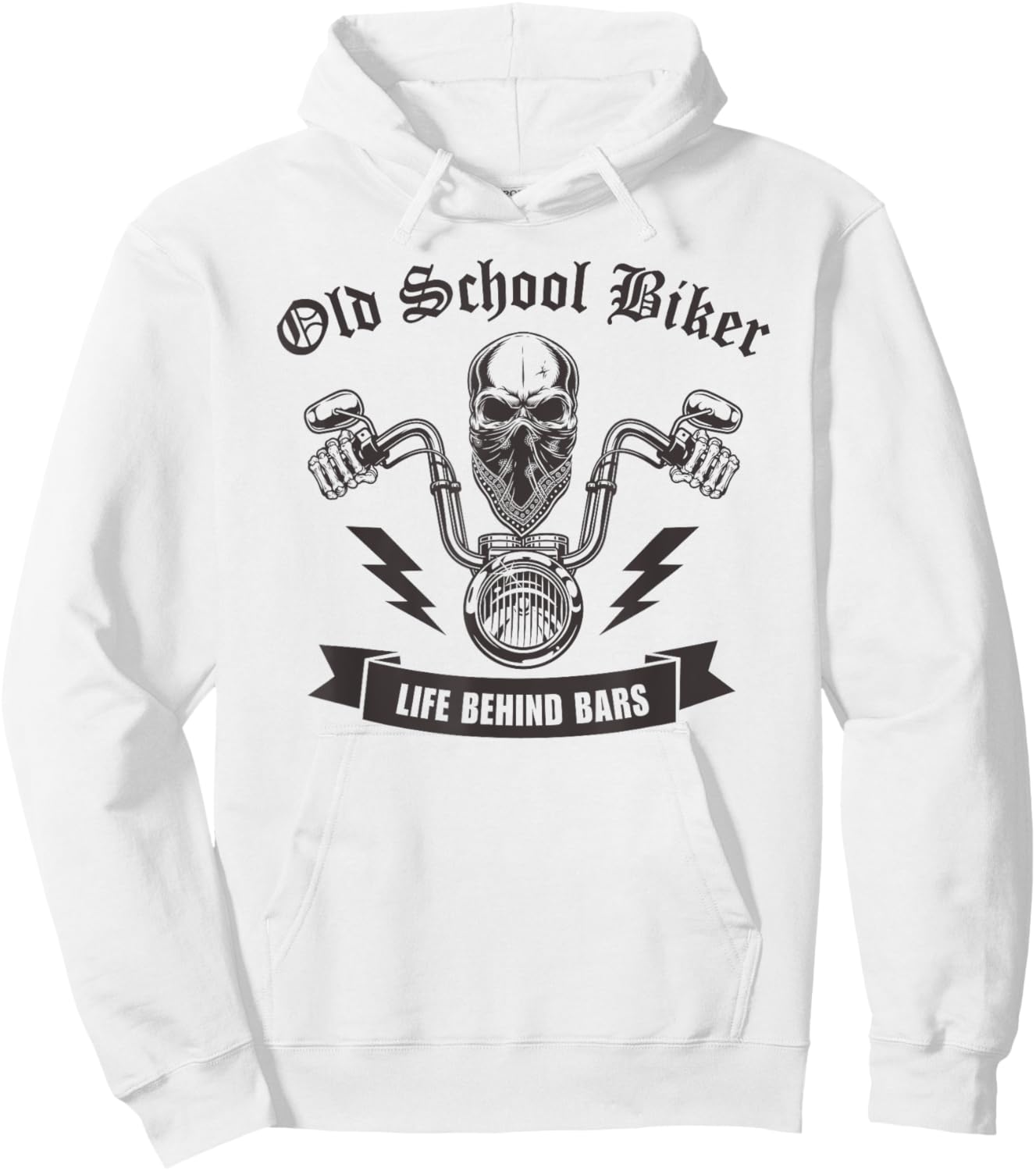 Oldschool Biker Life Behind Bars I Motorcycle Bike Skull Hoodie - Hoodie | White
