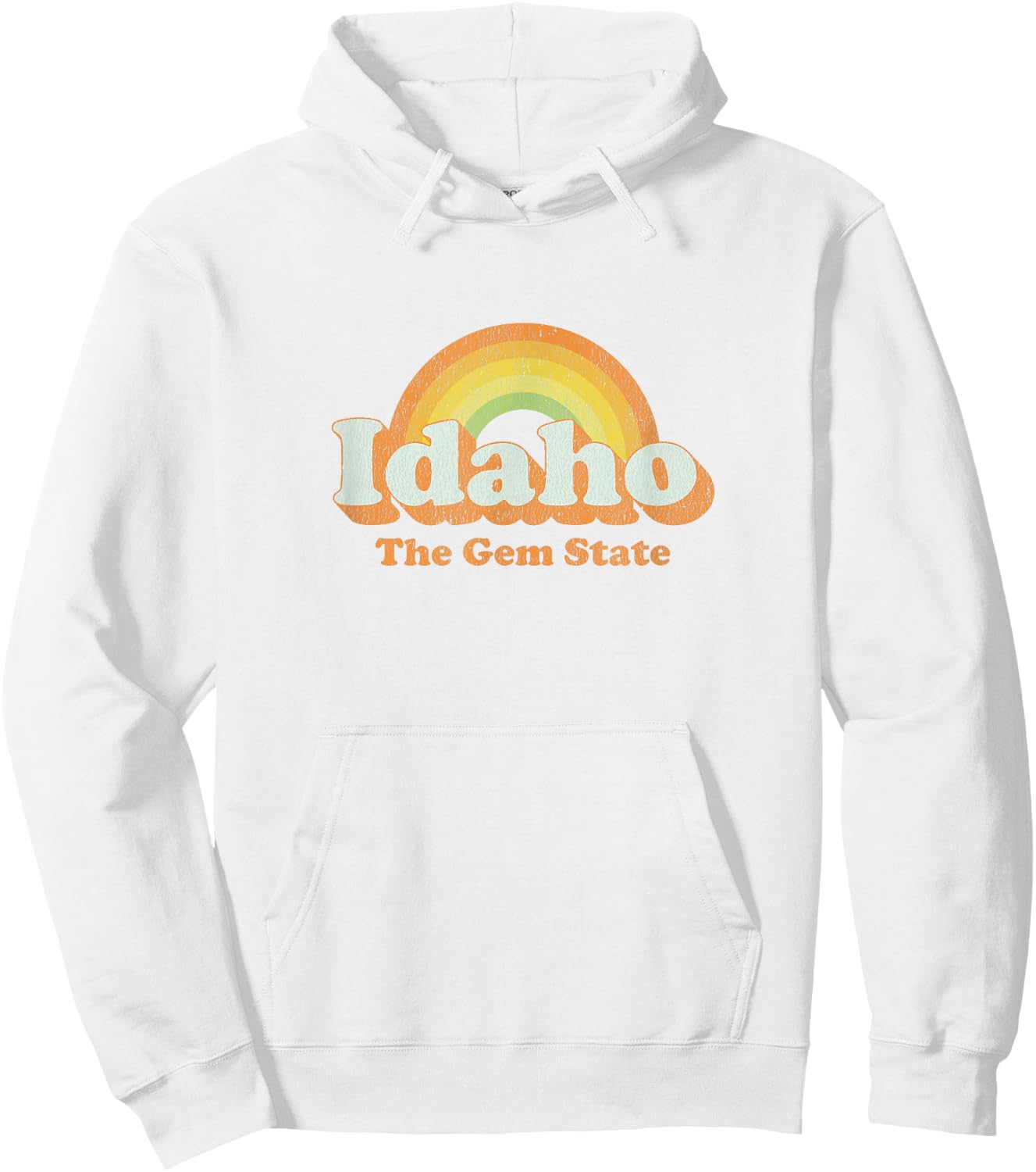 Retro Idaho T Shirt Vintage 70s Rainbow Design Hoodie - Hoodie | White
