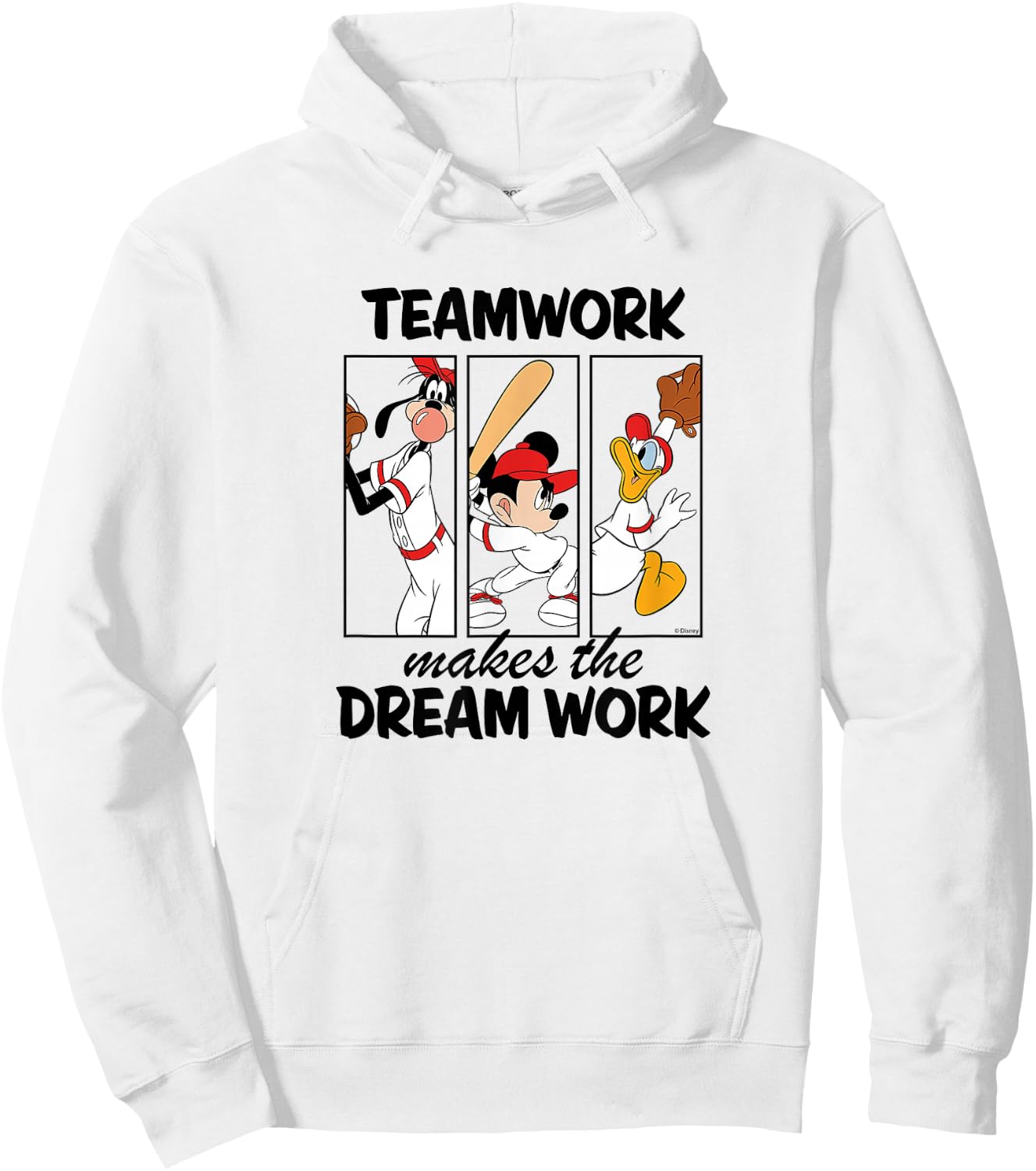 Disney - Mickey Team Work Makes The Dream Work Baseball Hoodie - Hoodie | White
