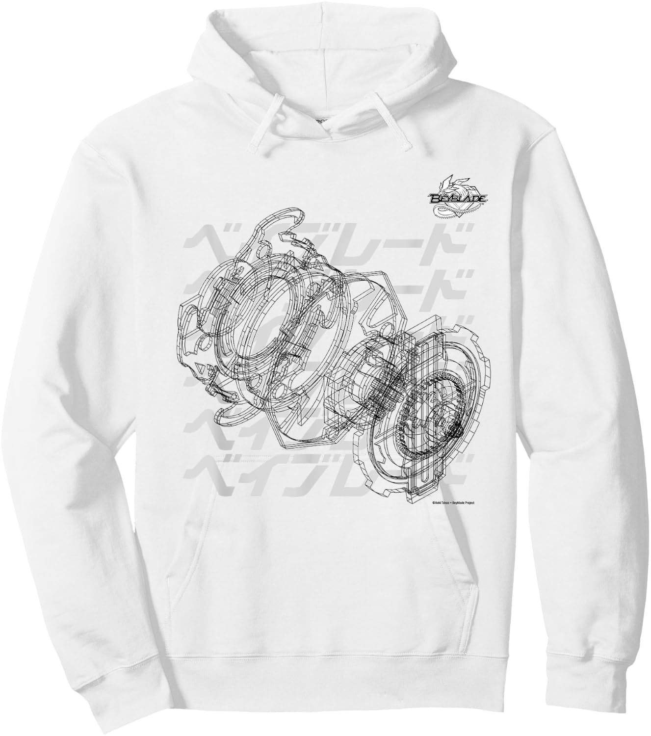 Beyblade Schematic Bey B&w Hoodie - Hoodie | White