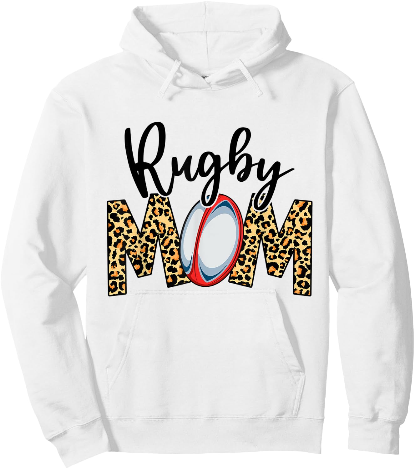 Funny Leopard Rugby Mom Sport Love Mother's Day Hoodie - Hoodie | White