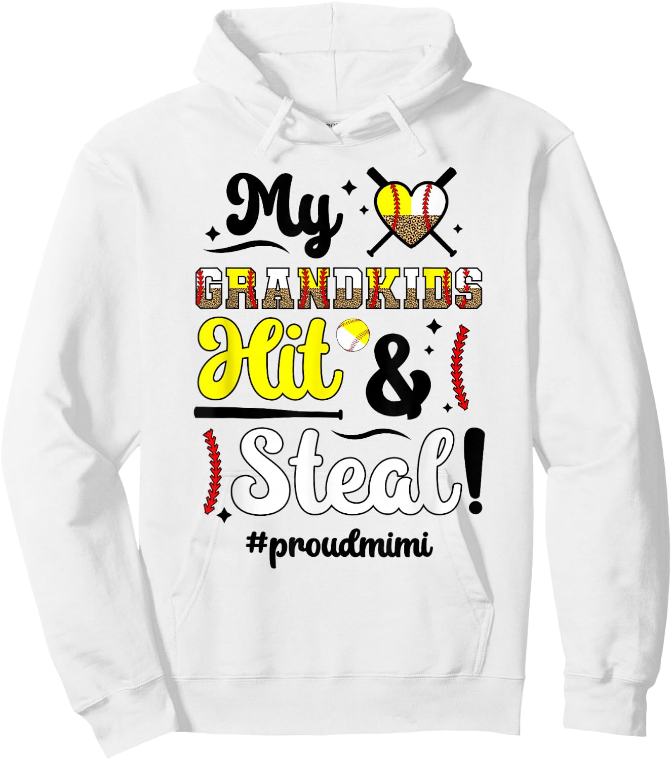Grandkids Hit & Steal Baseball Softball Mimi Grandma Hoodie - Hoodie | White