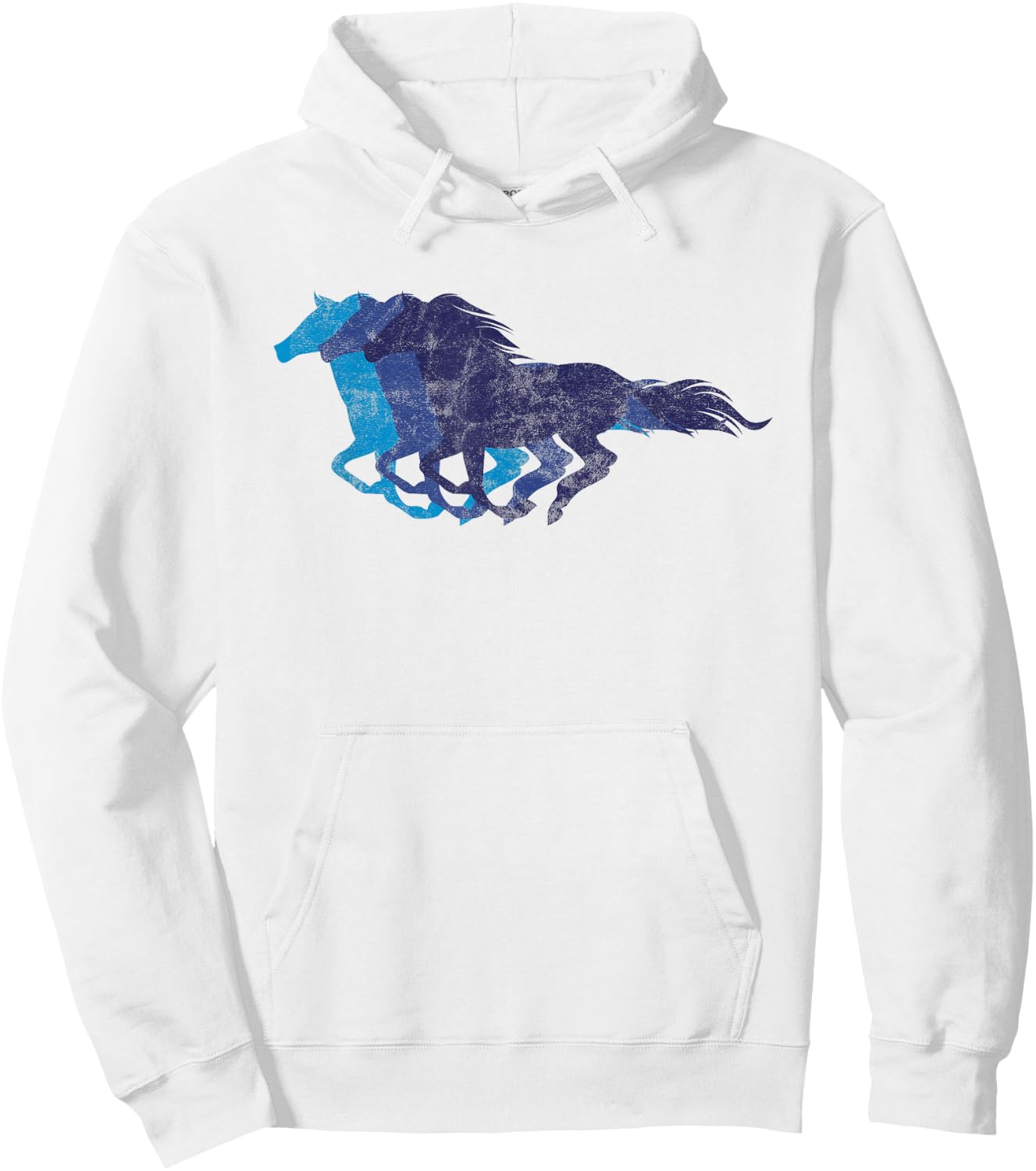 Blue Horse Racing Silhouette Shirt Equitation Hoodie - Hoodie | White
