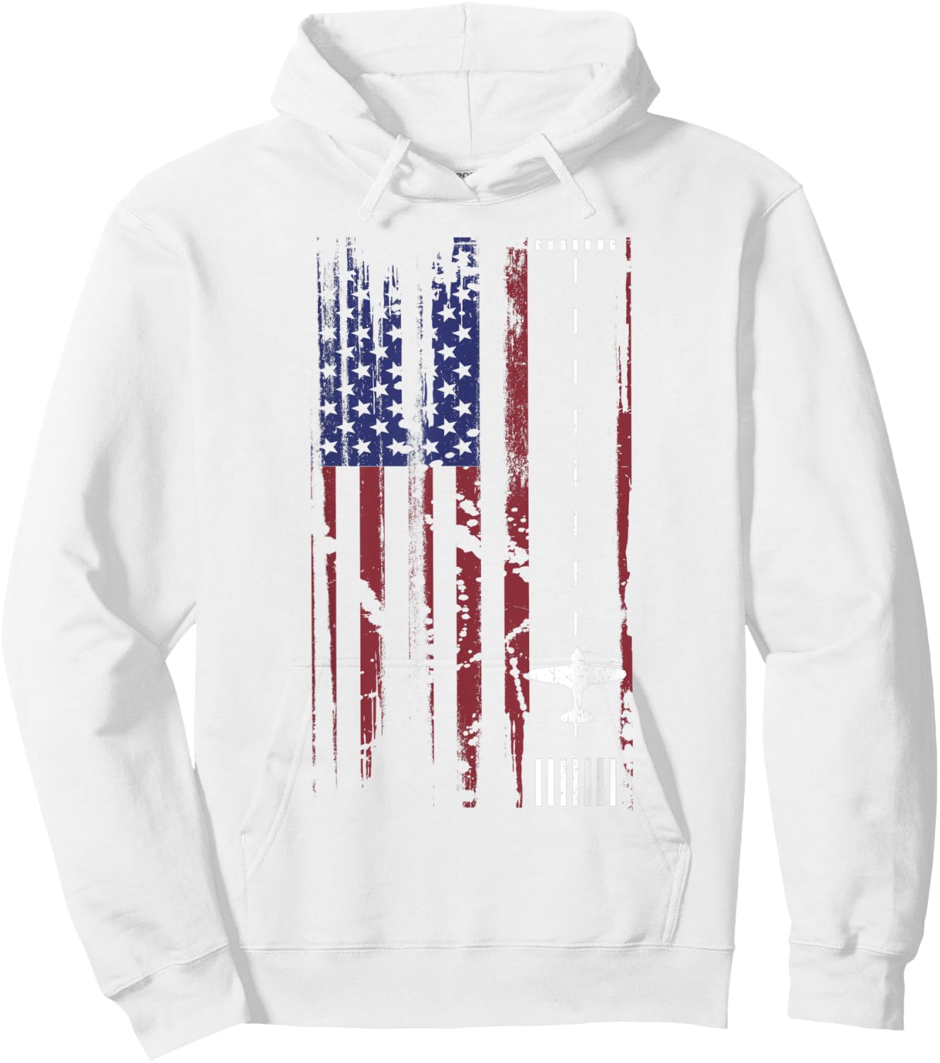 Plane Landing Strip In US Flag Shirt | Cute 4th of July Gift Kids Men Hoodie - Hoodie | White