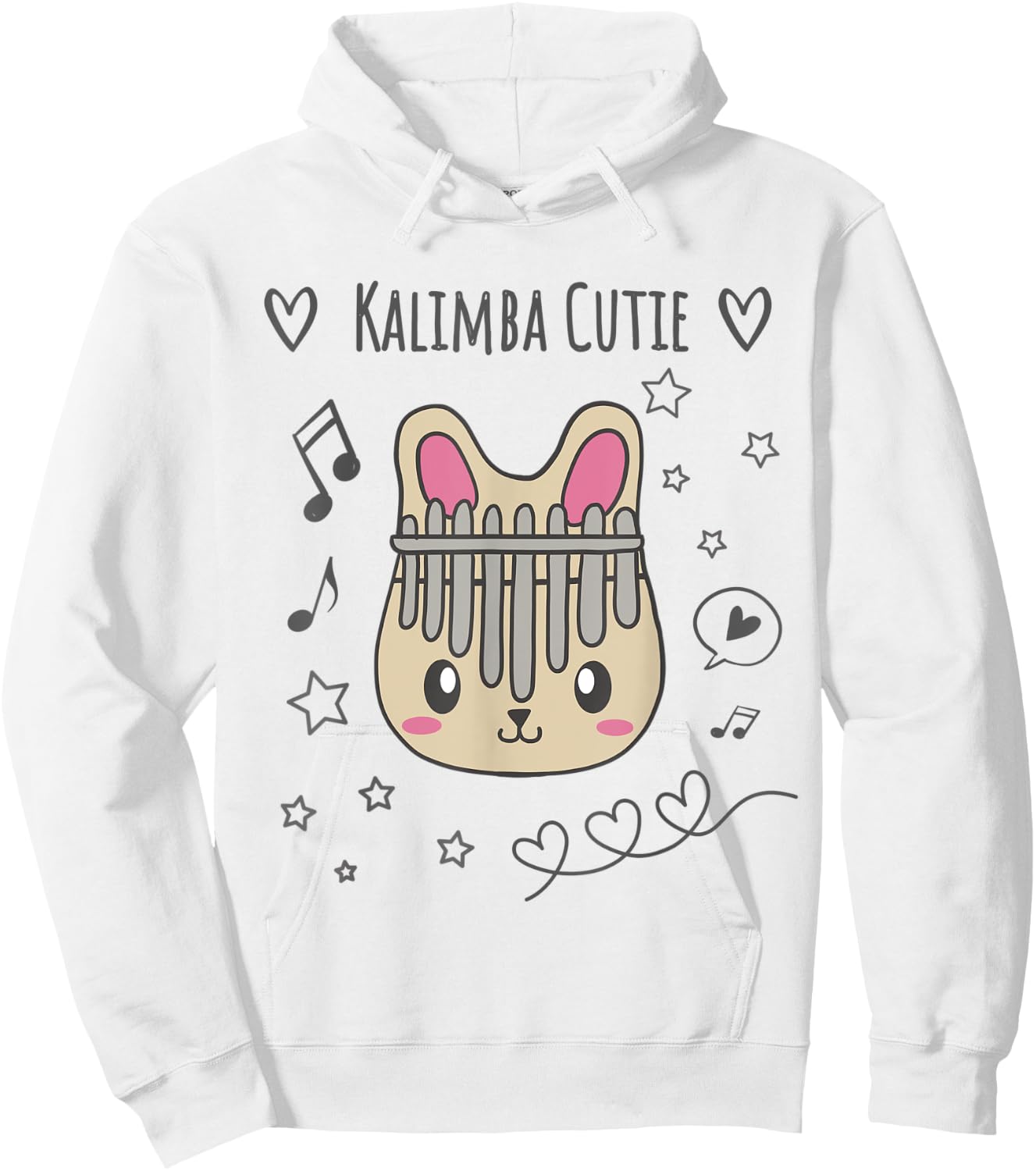 Kawaii Bunny Rabbit Kalimba Music Hoodie - Hoodie | White