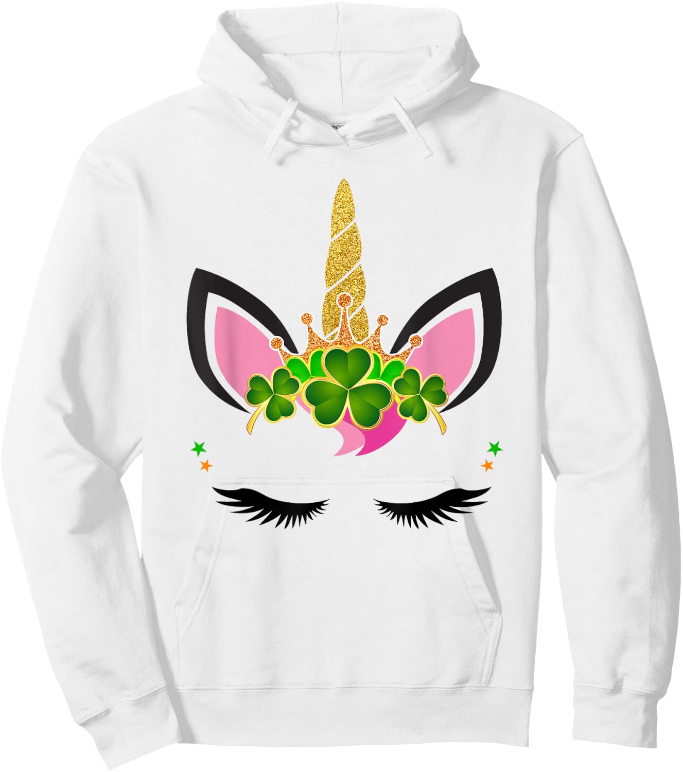 Unicorn Clover Leaf Unicorn Girl St Patricks Day Hoodie - Hoodie | White