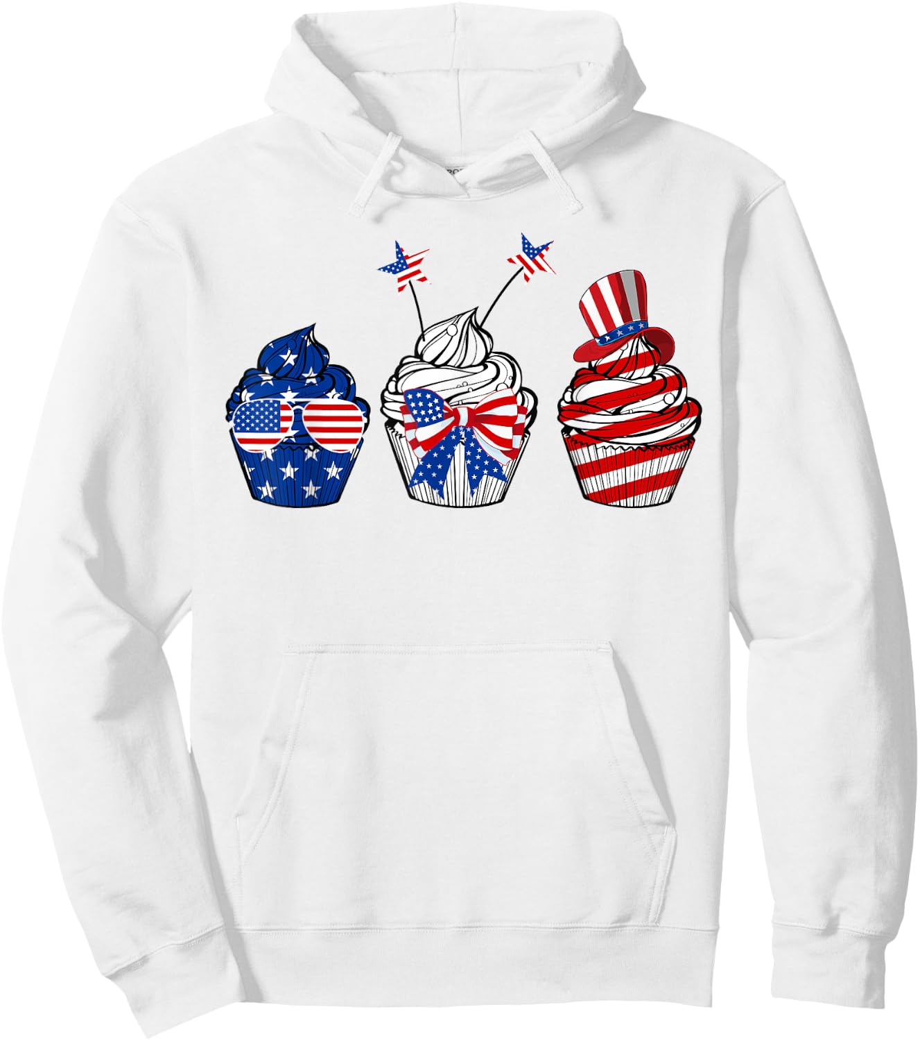 Red White Blue Cupcake Baking Lover 4th Of July Gifts Hoodie - Hoodie | White