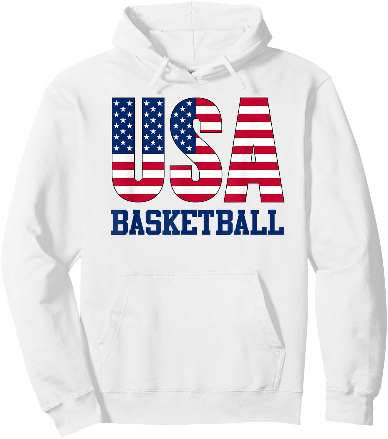 USA with American Flag Basketball Sports Hoodie - Hoodie | White