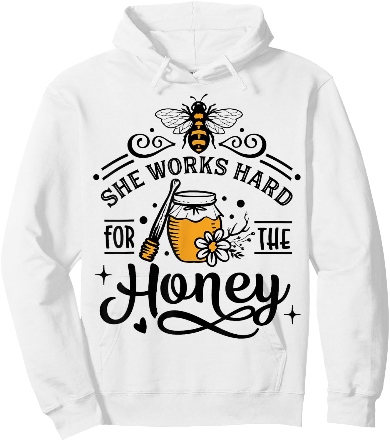 She work hard for the honey white - bee halloween costume Hoodie - Hoodie | White
