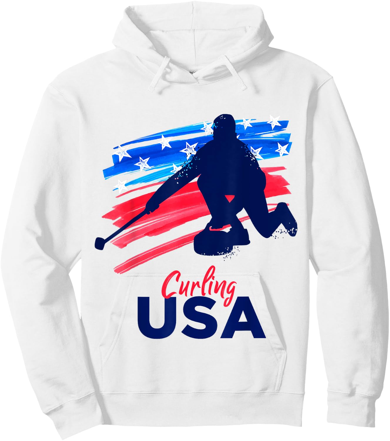 Curling USA Support the Team USA Flag Curl Clean Women Girls Kids Men Hoodie - Hoodie | White