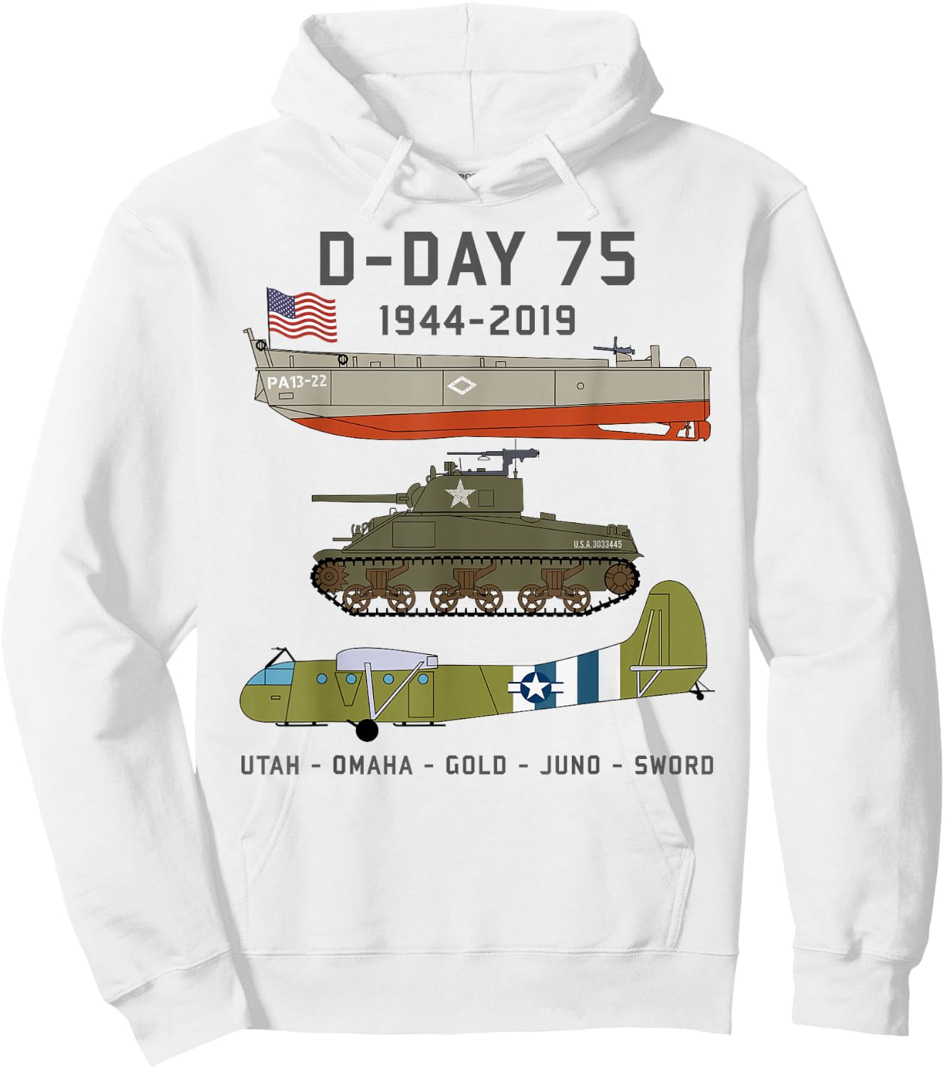 D-Day Normandy Landings WW2 75th Anniversary T Shirt Gift Hoodie - Hoodie | White