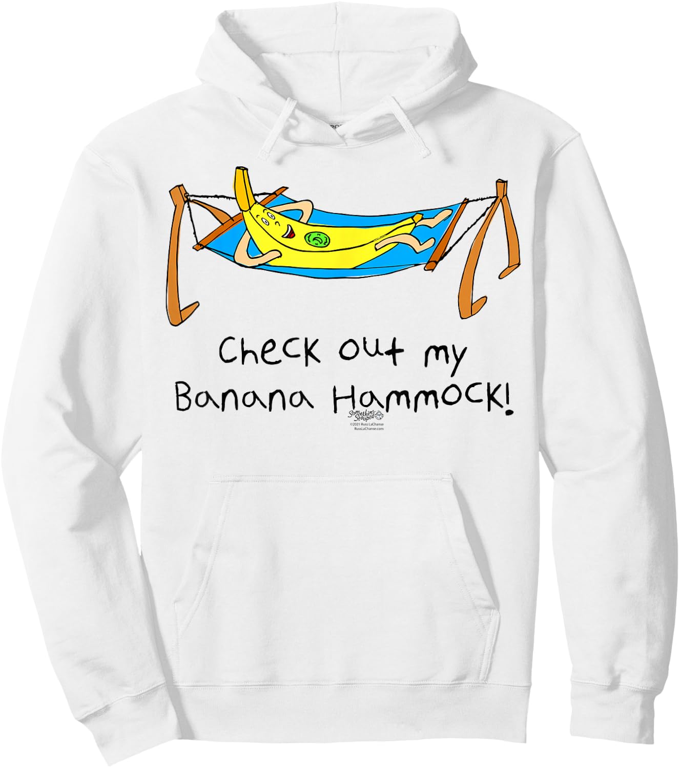 Check Out My Banana Hammock! Funny Dad Joke Word Design Hoodie - Hoodie | White