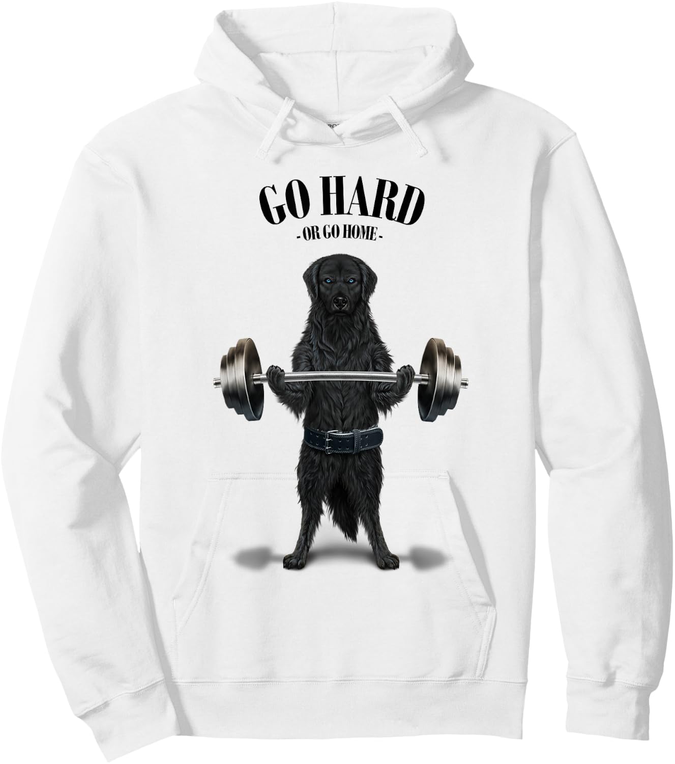 Black Labrador Dog Weightlifting in Fitness Gym Hoodie - Hoodie | White