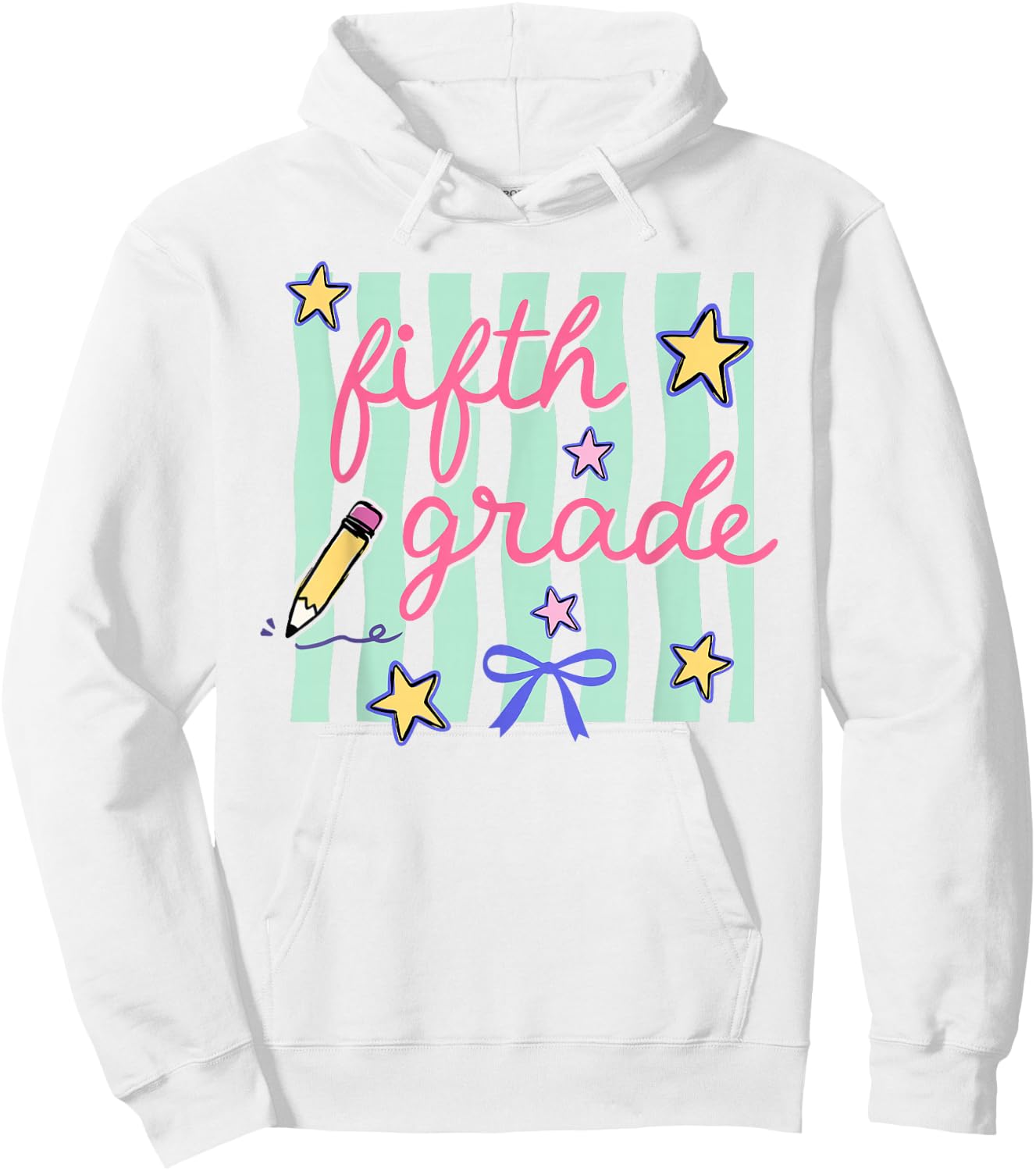 Preppy Fifth Grade Back to School Coquette Bow Teacher Kids Hoodie - Hoodie | White