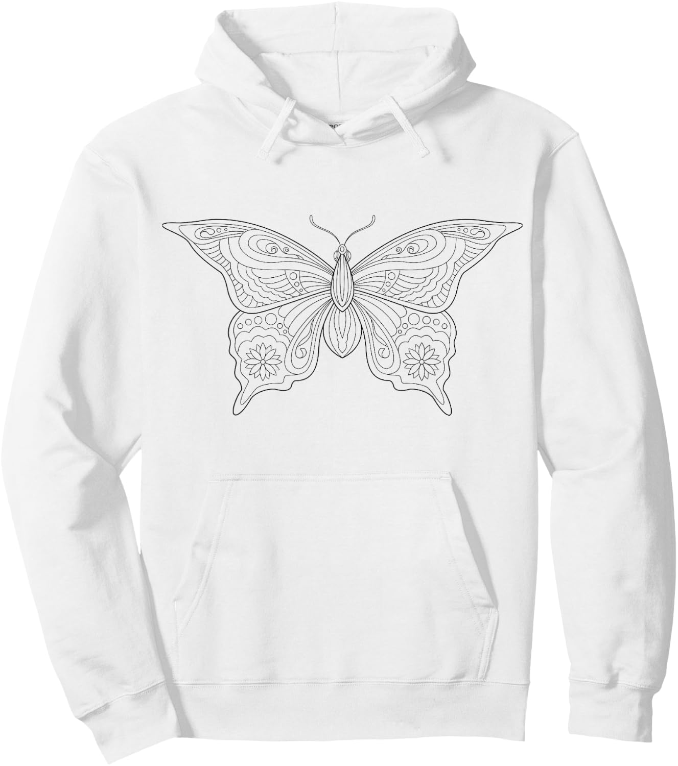 Butterfly mandala for children to paint and color in Hoodie - Hoodie | White