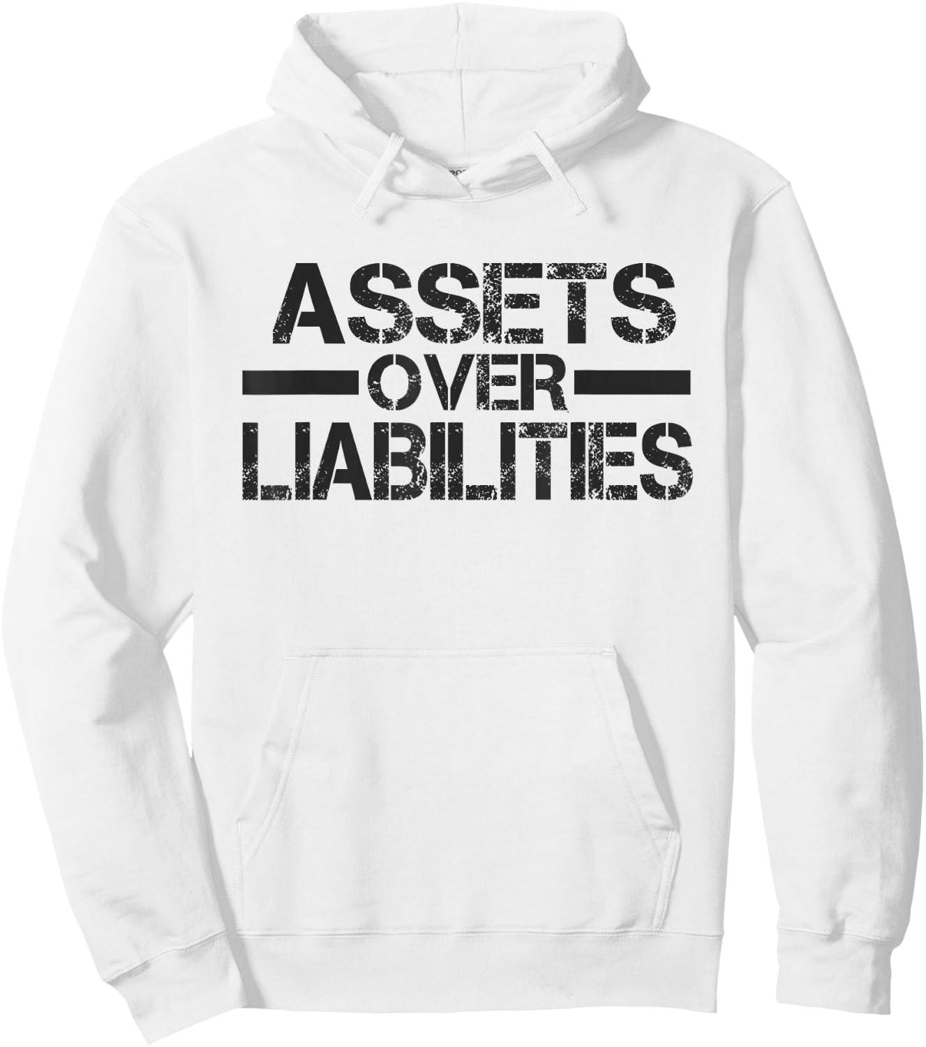 Assets Over Liabilities Black Letter Hoodie - Hoodie | White