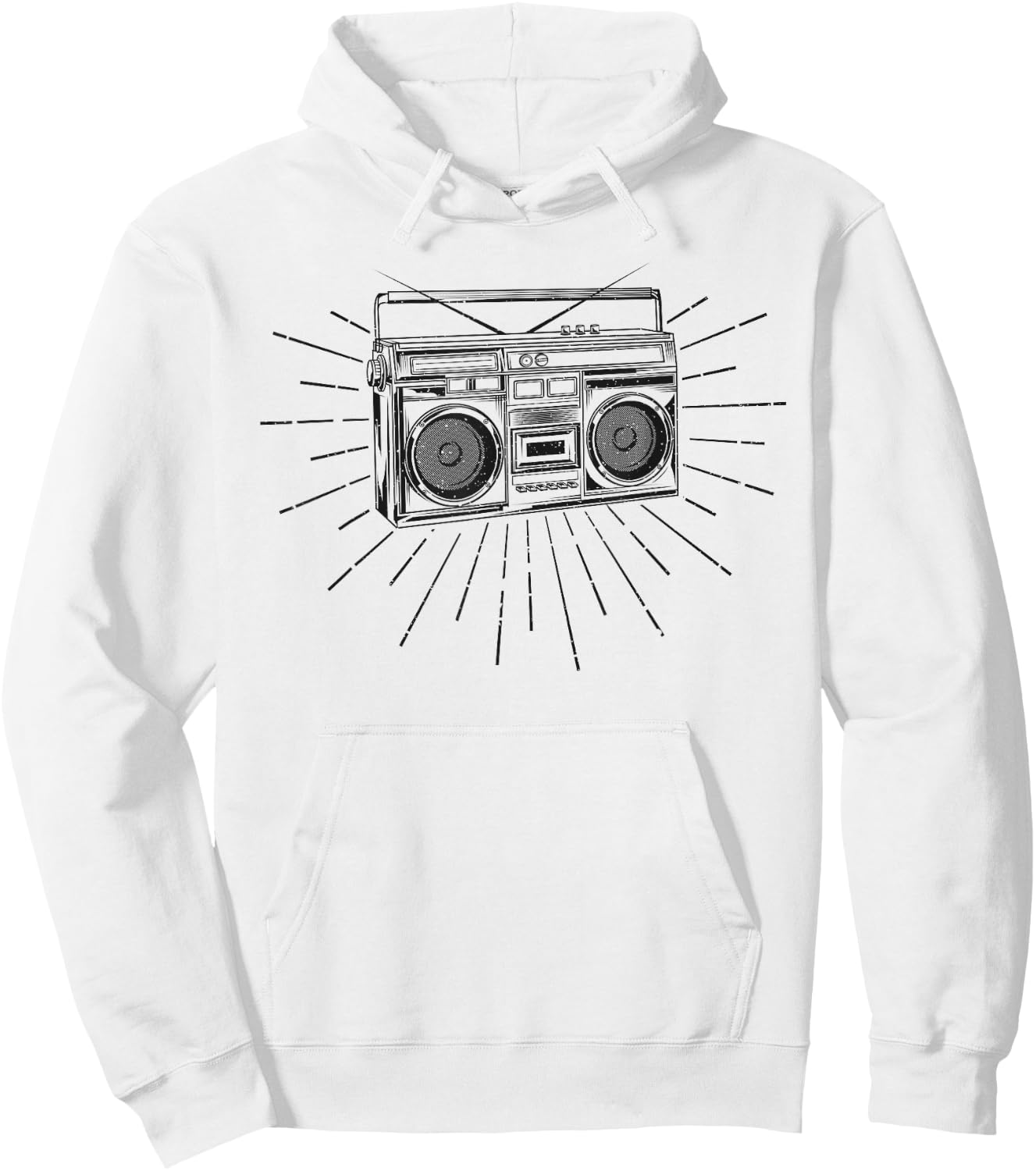 Retro Vintage 80s Boom Box Ghetto Blaster Radio Stack Hoodie - Hoodie | White