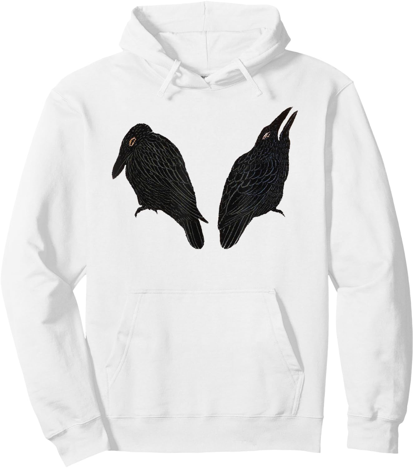 Vintage Crow & Raven Bird Illustration Hoodie - Hoodie | White