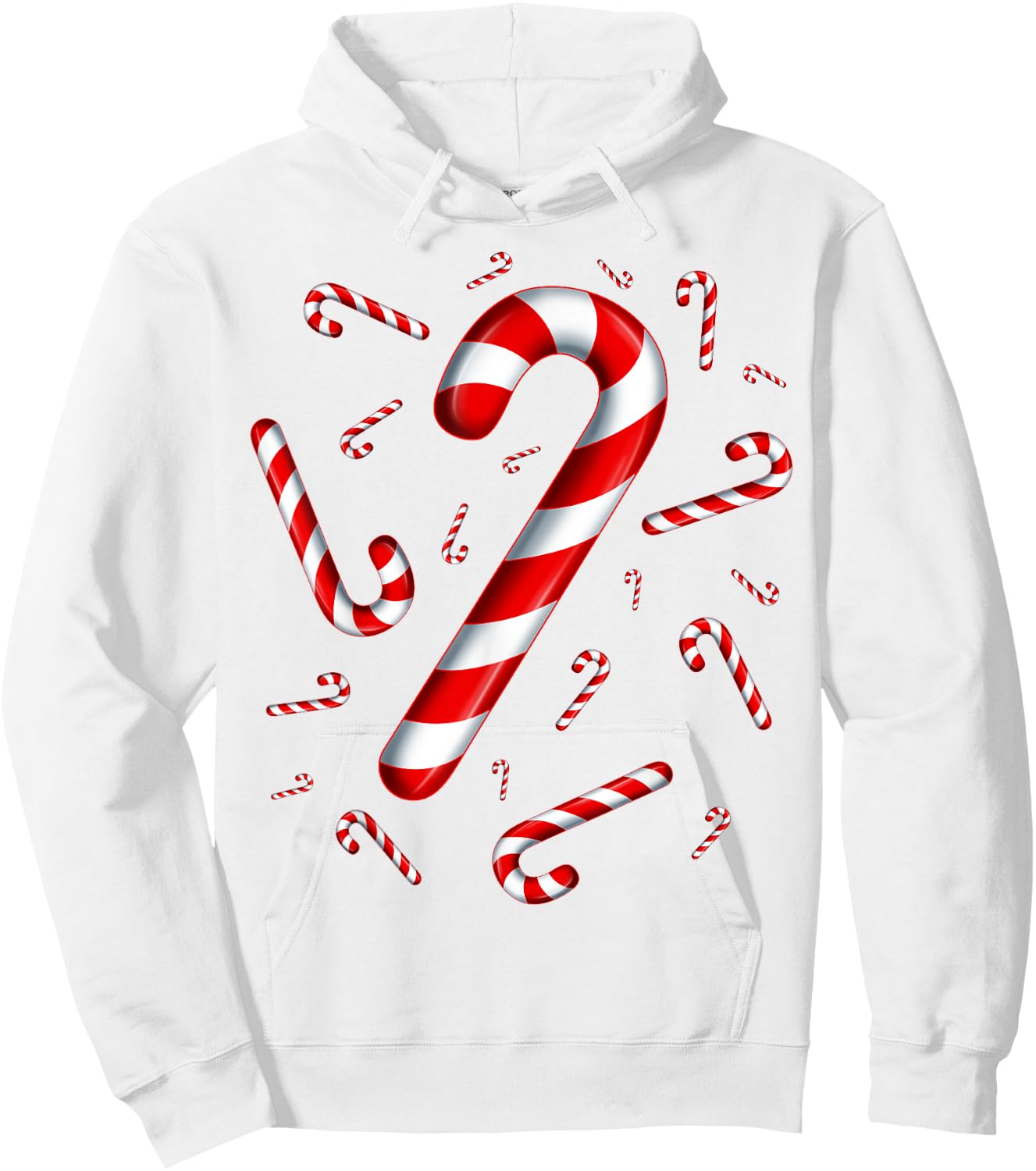 Christmas Flying Candy Cane Lover Taster Red and White Woman Hoodie - Hoodie | White