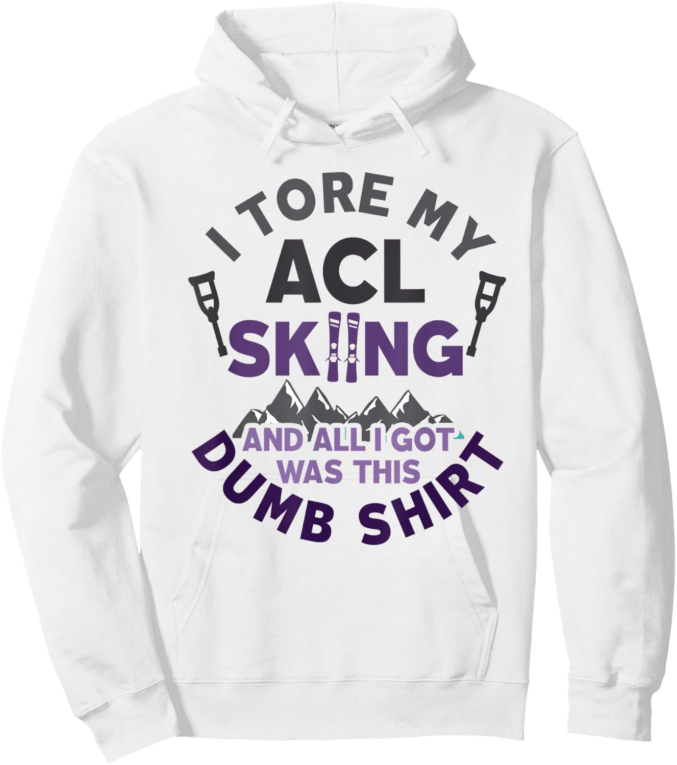 Funny Skiing Knee Injury Torn ACL Get Well Hoodie - Hoodie | White
