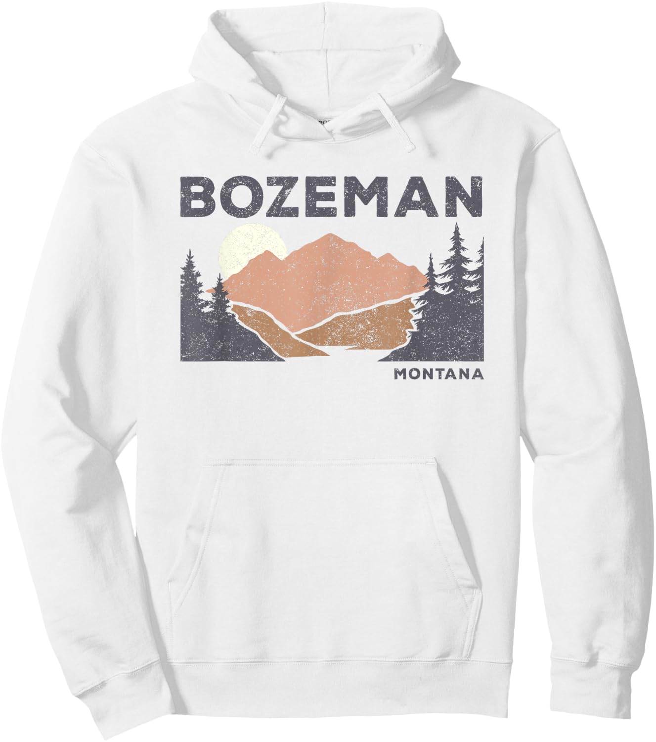 Vintage Bozeman Montana Retro Faded Mountain Nature Forest Hoodie - Hoodie | White