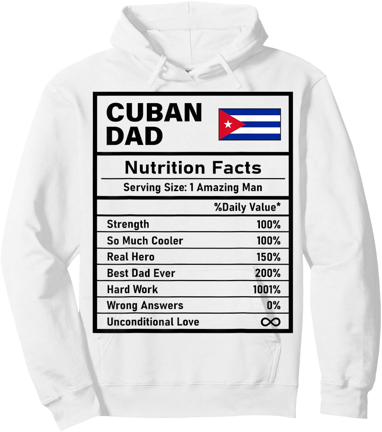 Cuban Dad Nutrition Facts Father's Day National Heritage Hoodie - Hoodie | White
