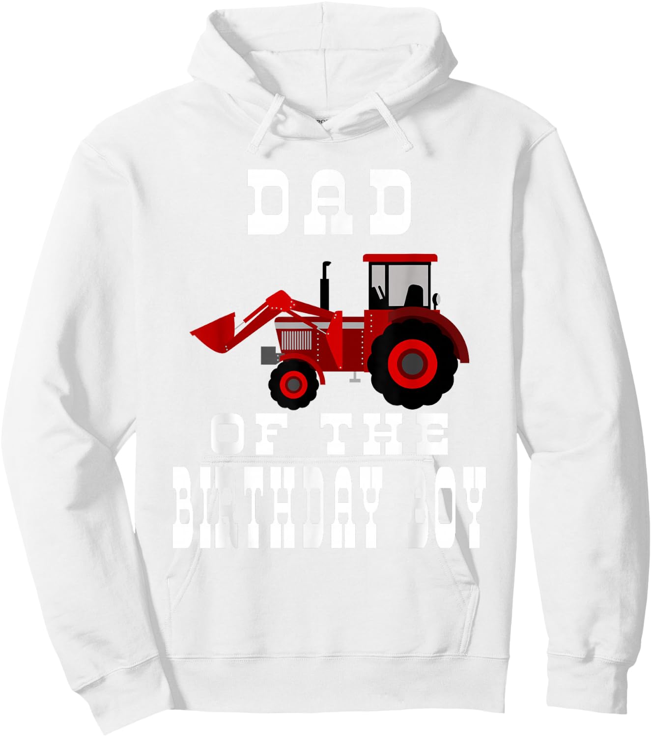 Dad of the Birthday Boy - Red Farm Tractor Matching Party Hoodie - Hoodie | White