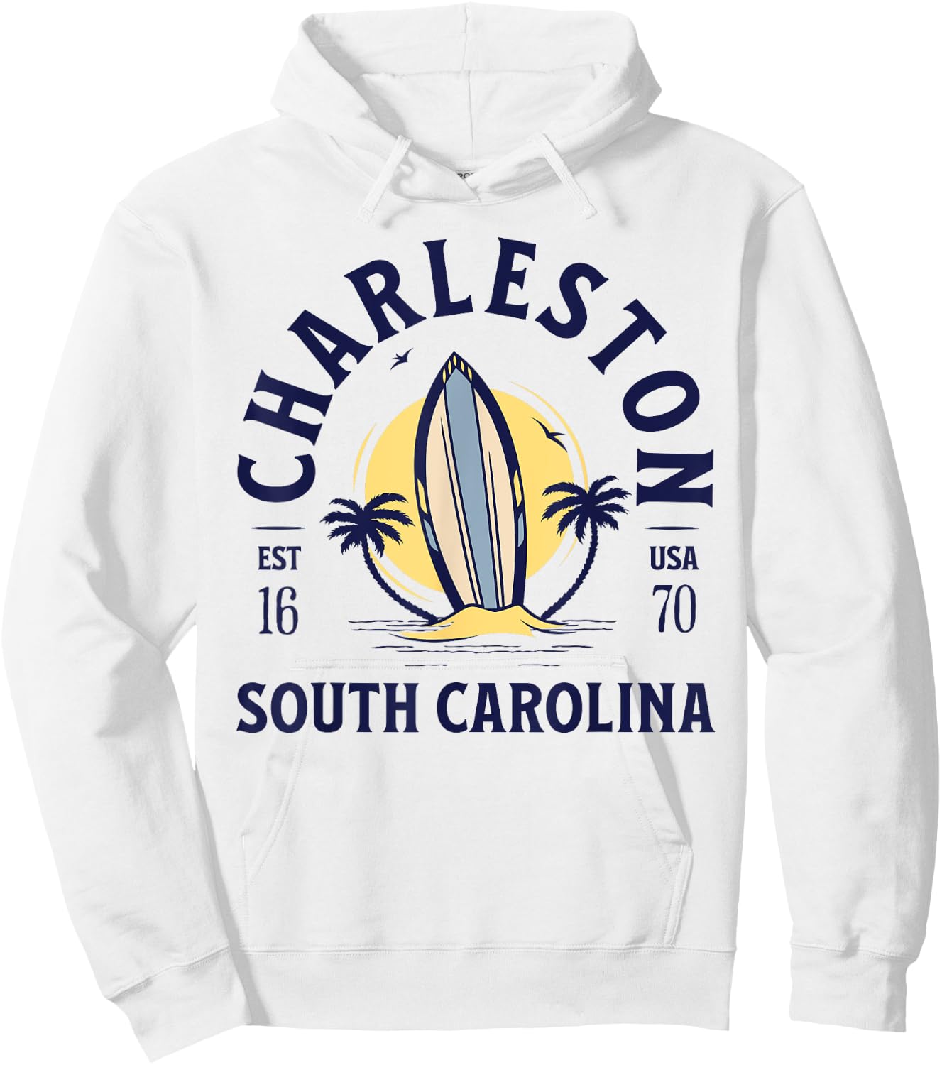 Charleston South Carolina Beach Surf Summer Vacation Vintage Hoodie - Hoodie | White